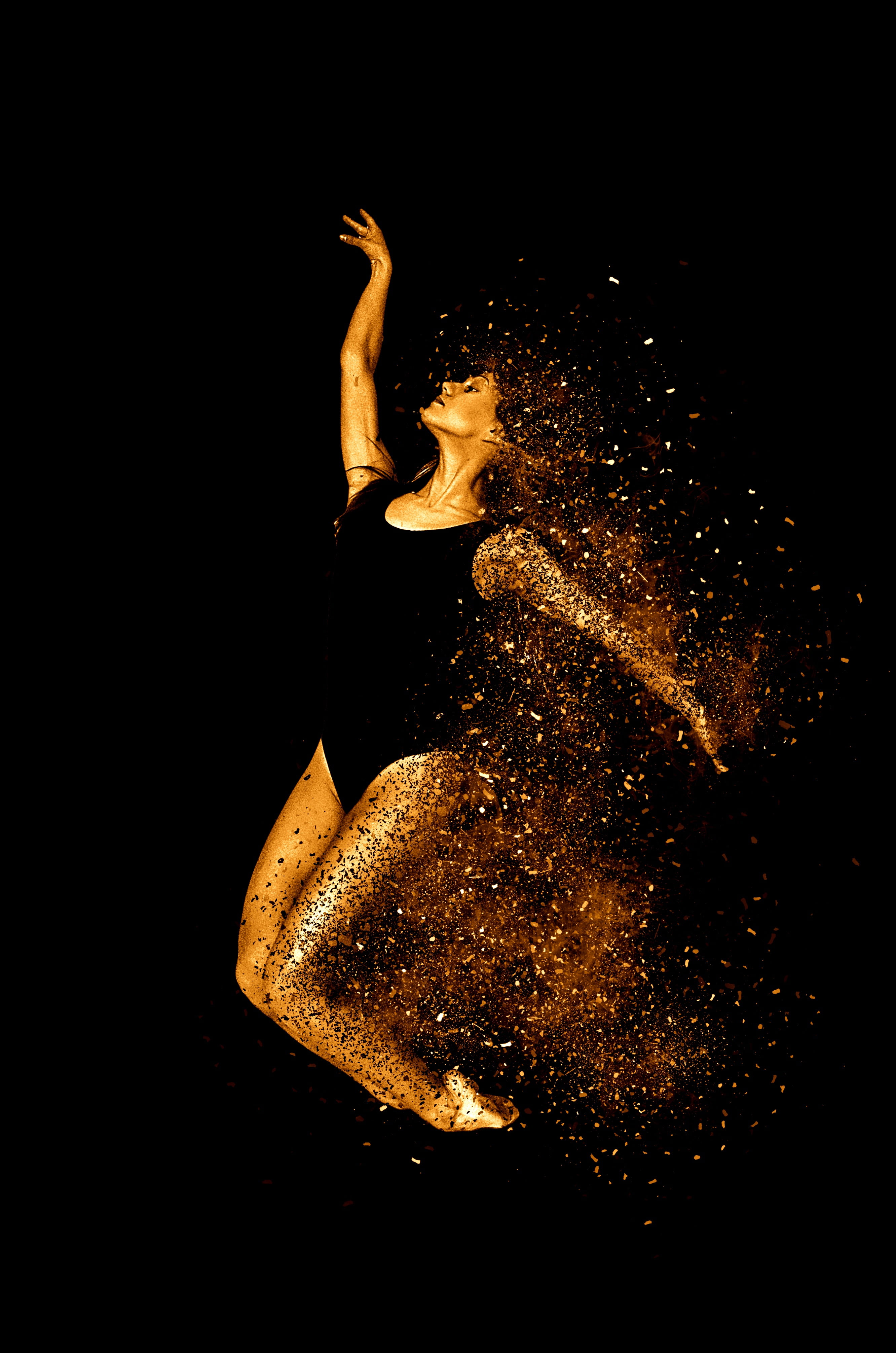 gymnastics, elegant, dancing, mid-air, femininity, body, adults only, sporty, female, movement, black background, woman, hand, side view, studio shot, swimming, Phone HD Wallpaper