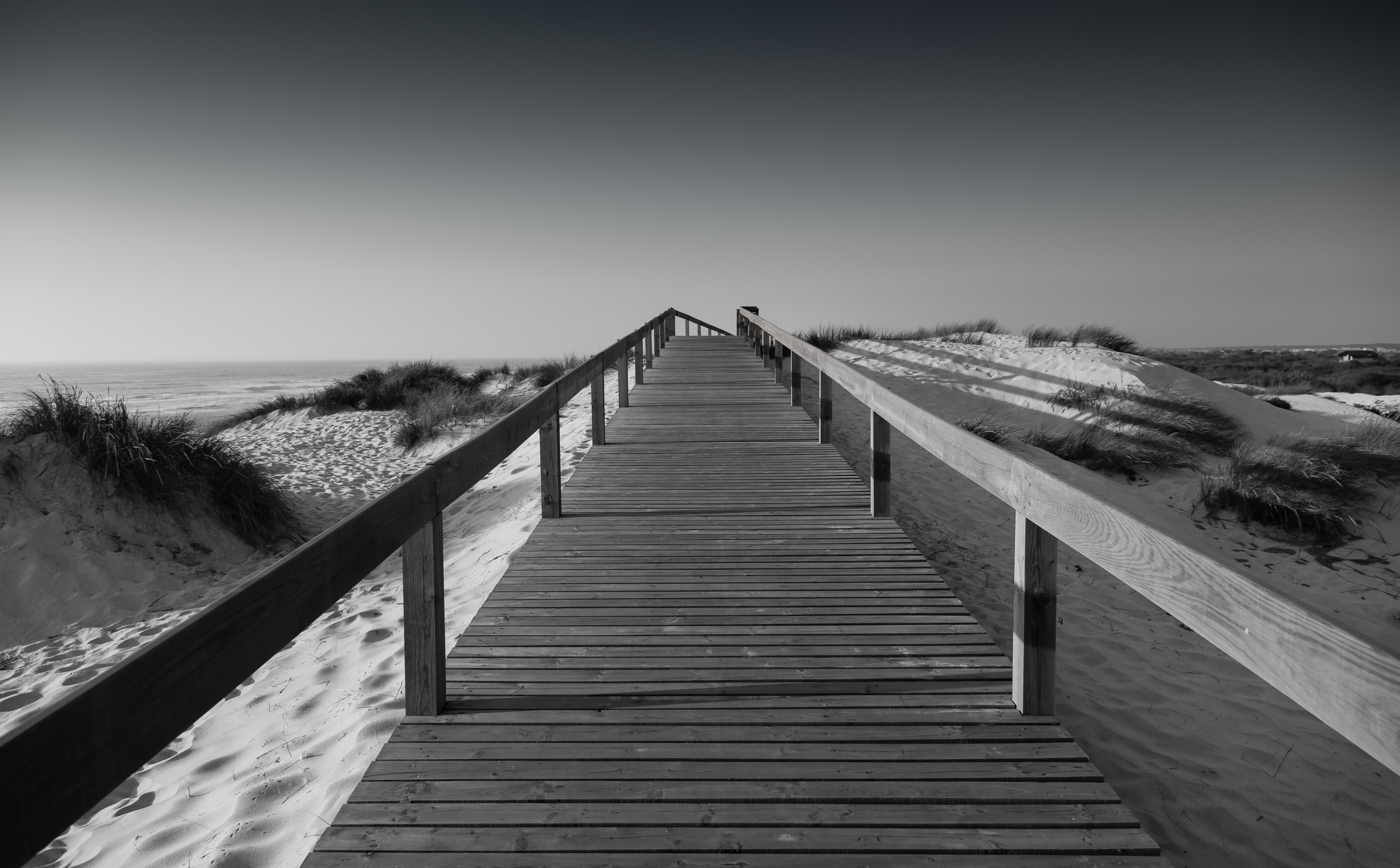 Portugal, day, boardwalk, land, gafanhadaboahora, water, mira, tranquil scene, vagos, lightroom5, wooden, diminishing perspective, Adobe, vagueira, Dune, HD Wallpaper