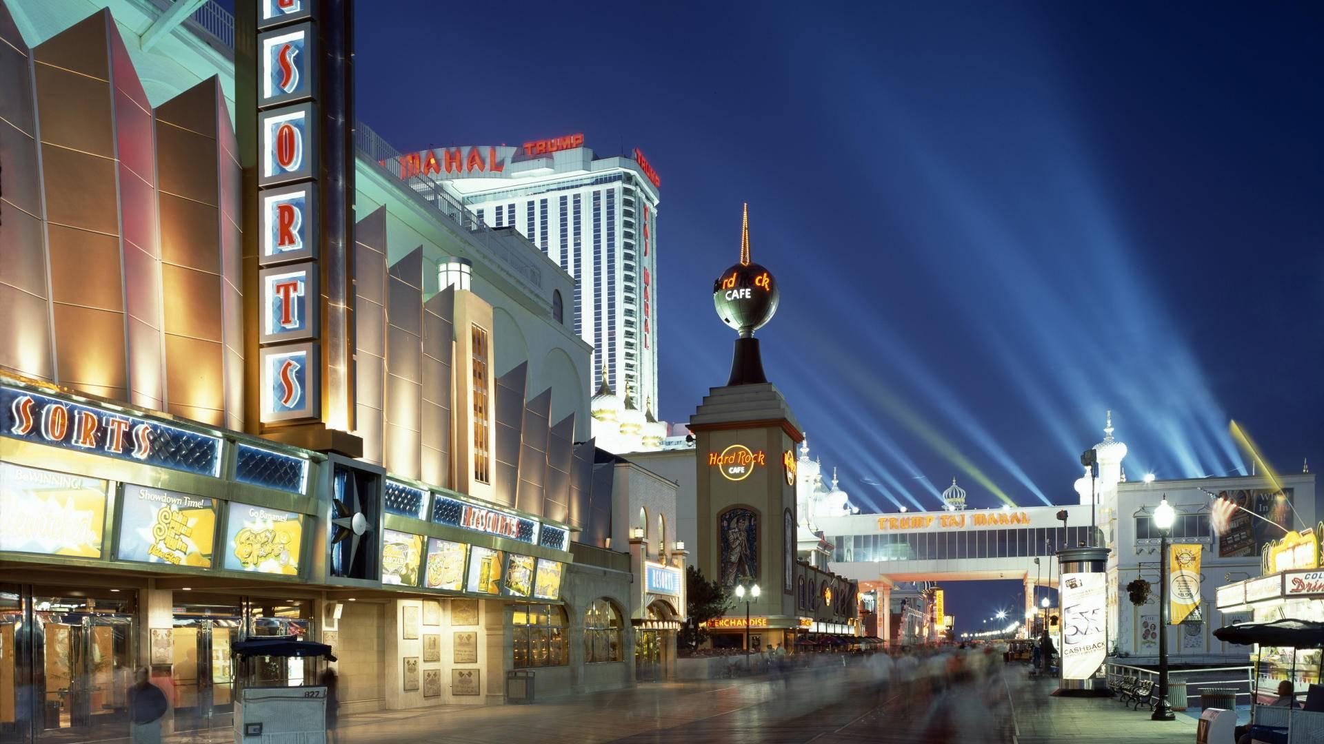 boardwalk, atlantic, city, casinos, 1080P, lights, nature and landscapes, people, HD Wallpaper