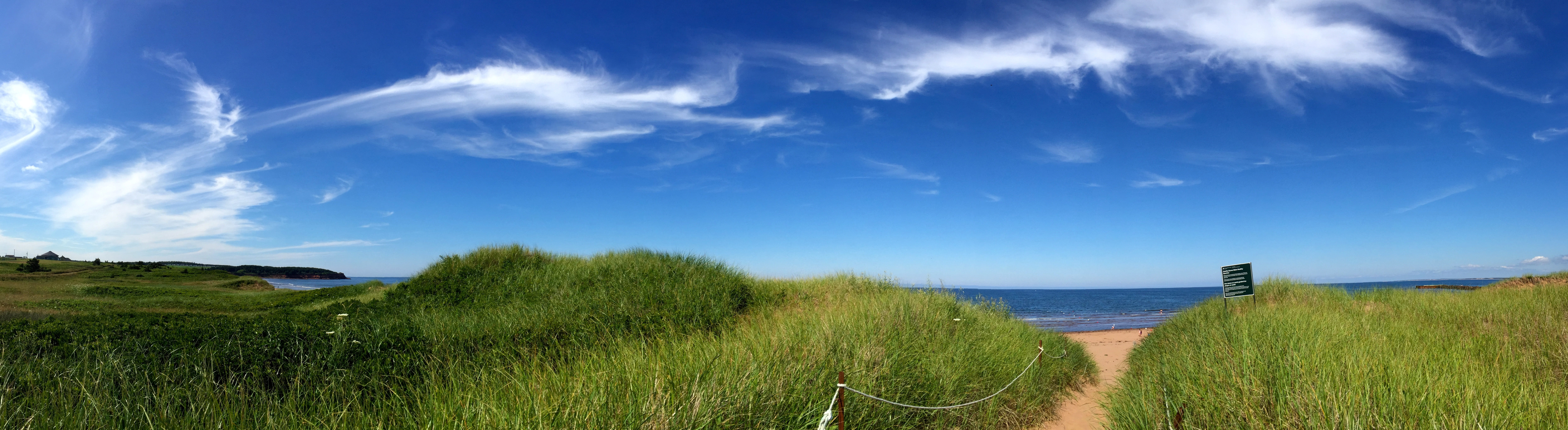 beach, no people, sky, canada, summer, water, countryside, path, plant, cloud, grass, north rustico, panoramic, horizon over water, nature, 8K, sea, beauty in nature, HD Wallpaper