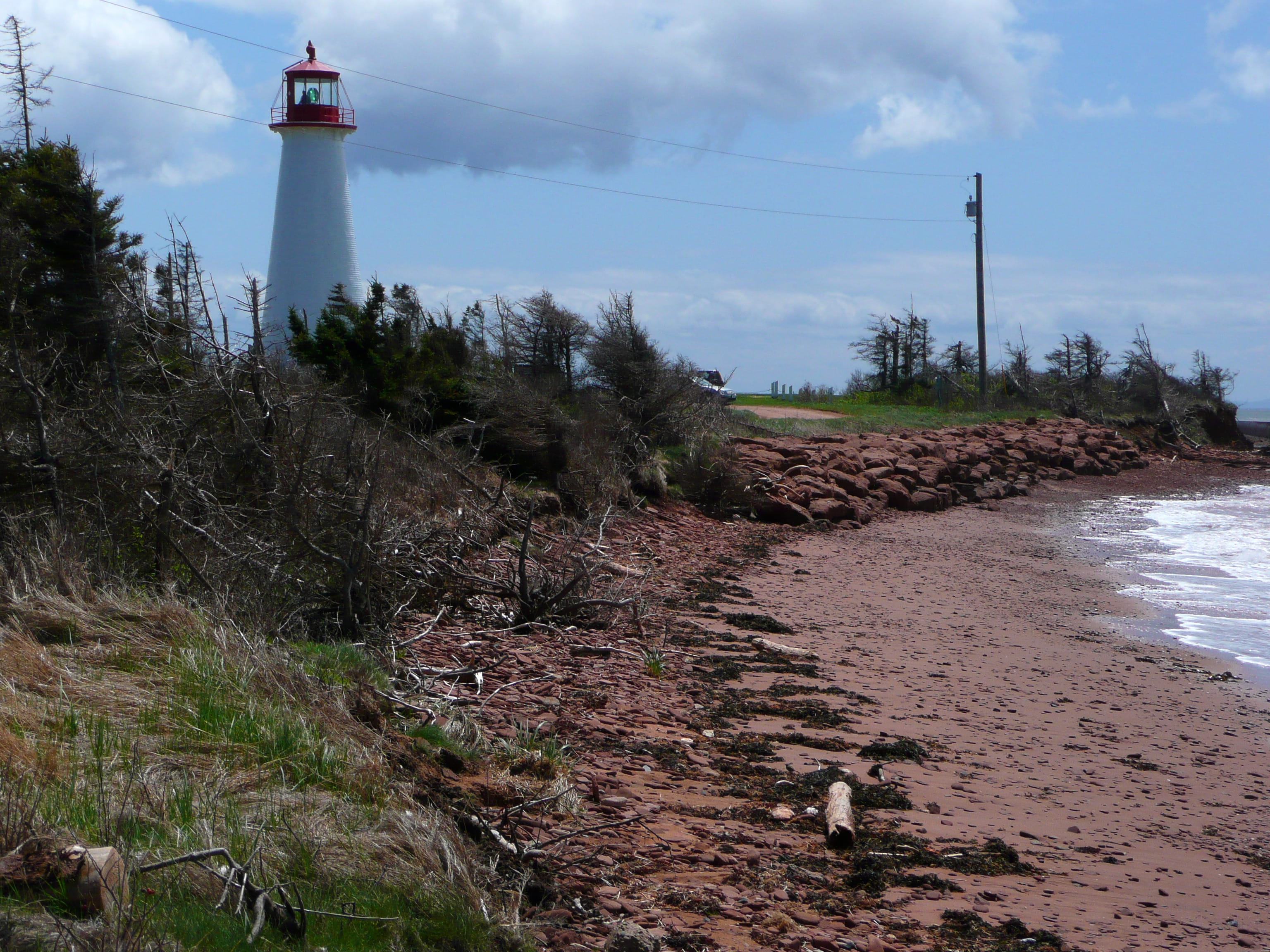 water, prince edward island, coast, direction, marine, lamp, navigation, sky, canada, warning, no people, coastline, built structure, shoreline, travel, HD Wallpaper