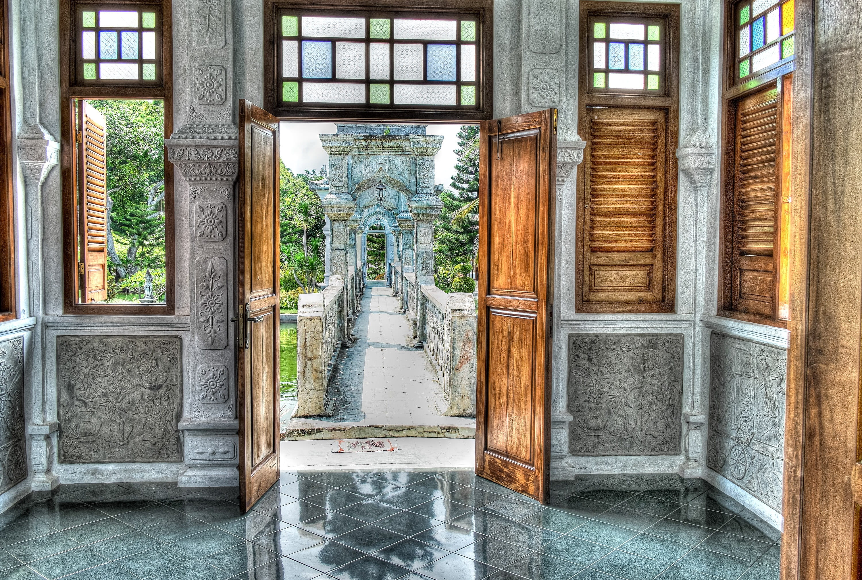 Door, passage, old, history, no people, architecture, threshold, art and craft, built structure, 2K, gate, flooring, glass - material, window, Passageway, HD Wallpaper
