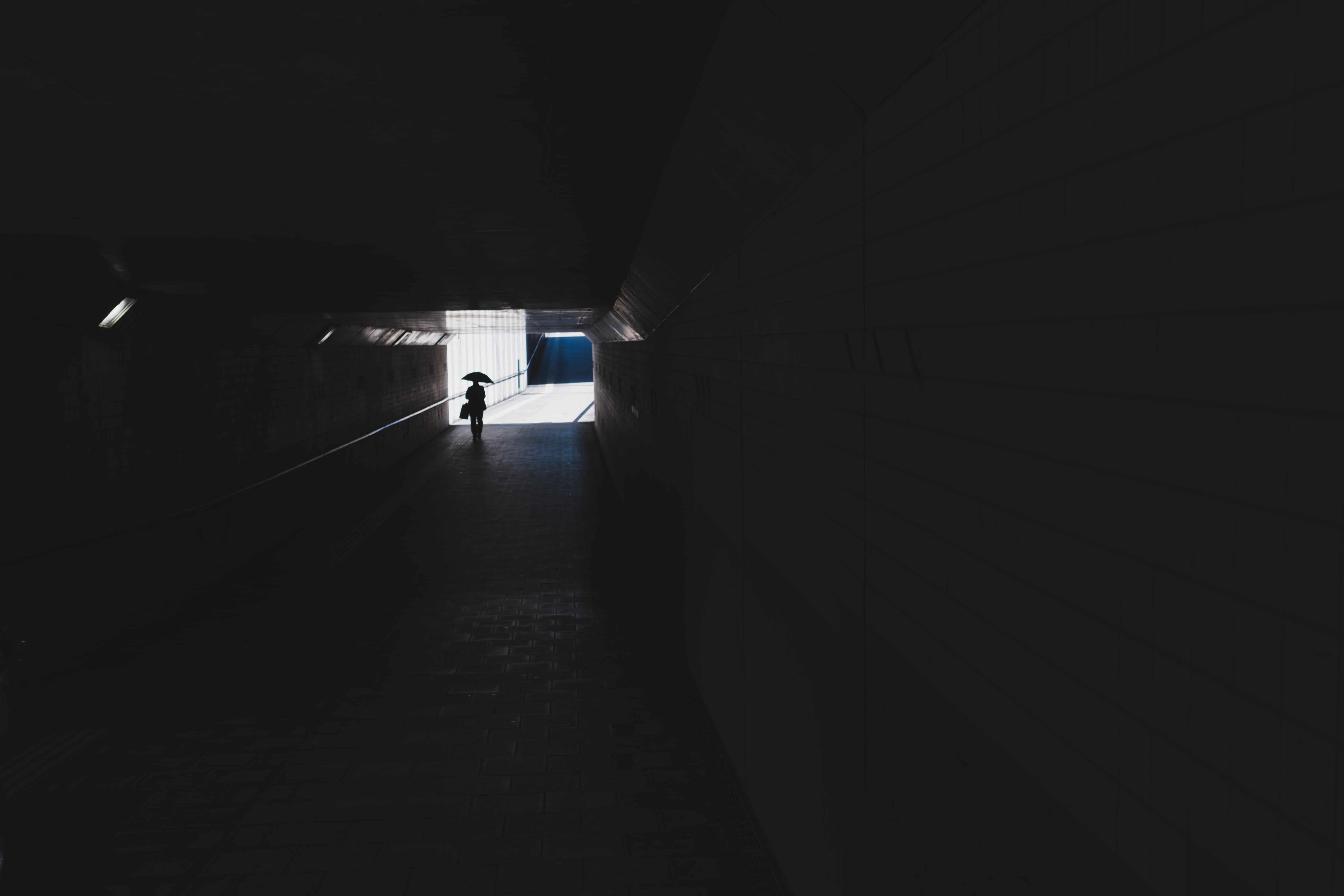wall - building feature, public transportation, passageway, tunnel, arcade, photo, light, indoors, transportation, person, building, light at the end of the tunnel, HD Wallpaper