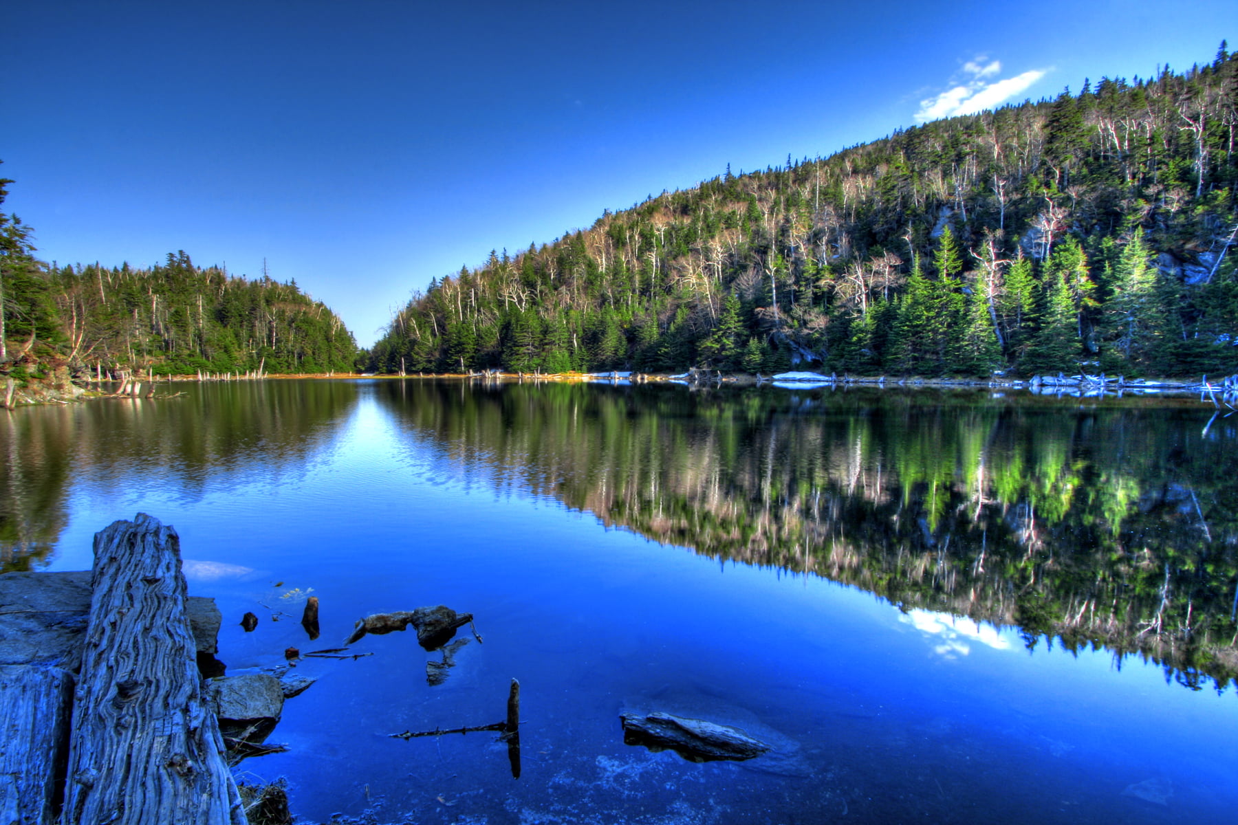 water, reflection  symmetry, river, reflection, dynamic  range, Spruce, blue, serene, photograph, natural, cyan, image, mountain, symmetrical, scenics, HD Wallpaper