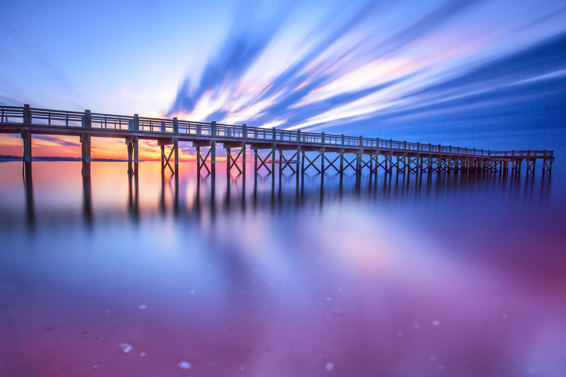 Long Island  Sound, landscape, sky, Ocean, canon, sunset, blue, Clouds, Sea, CT, wood - Material, Long Exposure, outdoors, Connecticut, apse, beach, Water, HD Wallpaper