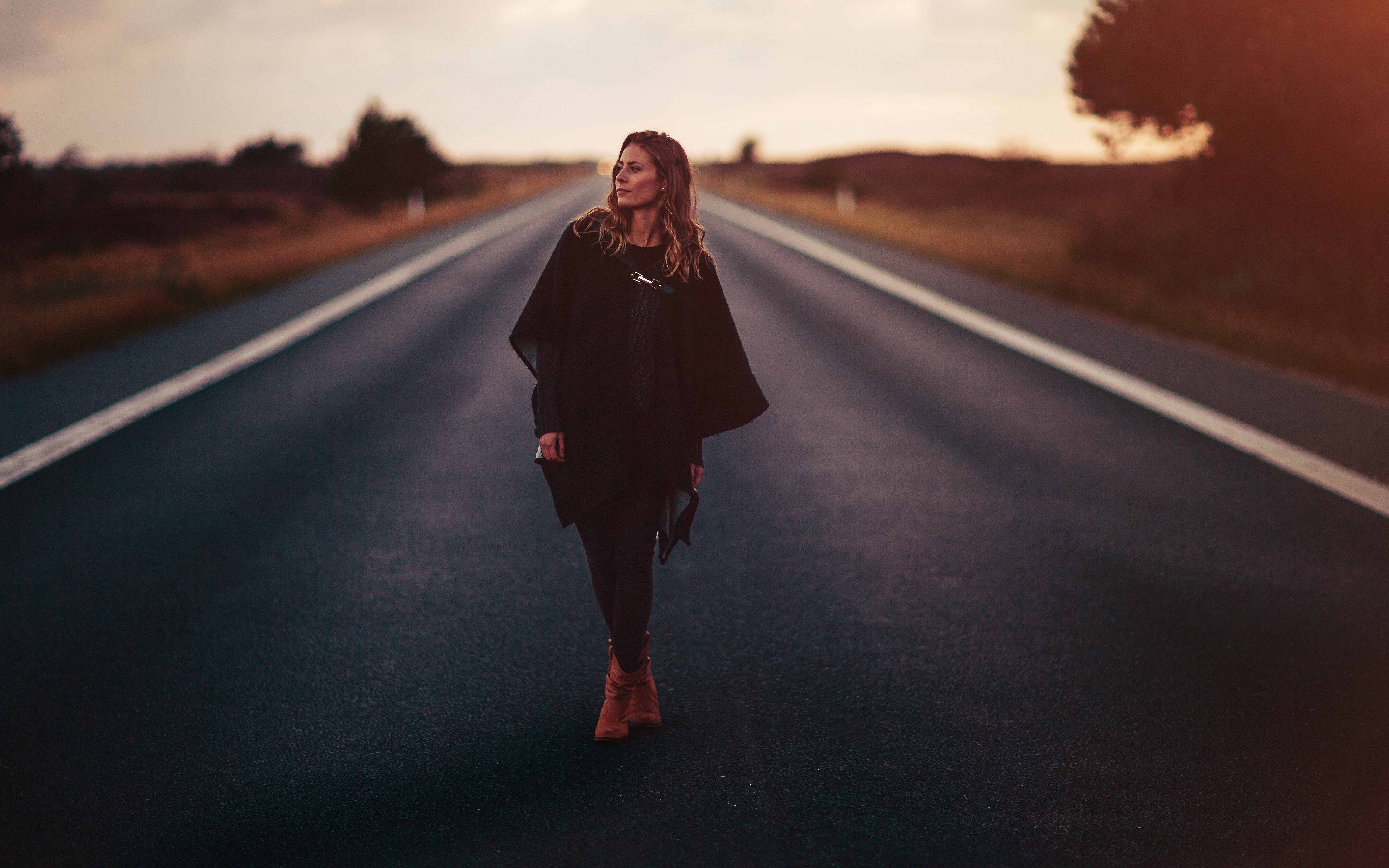 the way forward, road, transportation, female, emotion, women, concrete, portrait, one woman only, standing, travel, beauty, middle, outdoor, 5K, people, HD Wallpaper