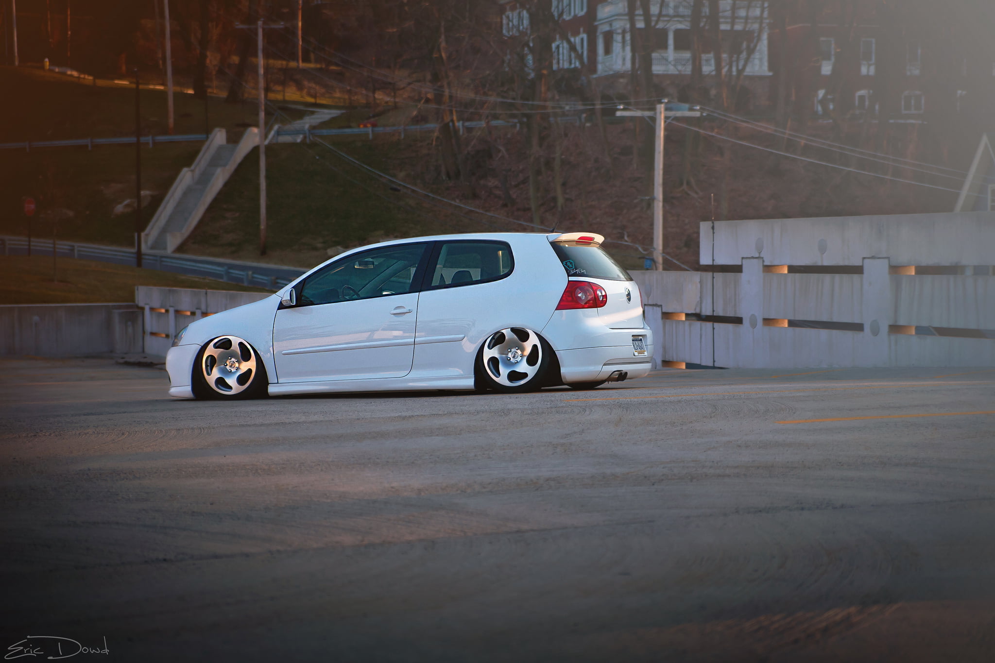 side view, parking, street, hatchback, gti, motor vehicle, white color, outdoors, nature, Volkswagen, day, door, building exterior, car, architecture, transportation, HD Wallpaper