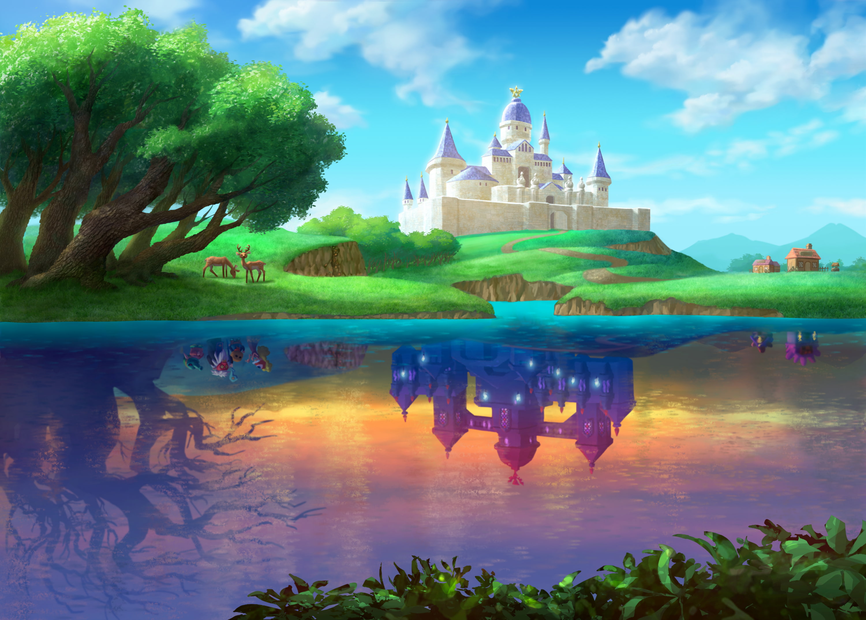 splitting, The Legend of Zelda, 2K, castle, The Legend of Zelda: A Link Between Worlds, elk, reflection, video games, HD Wallpaper