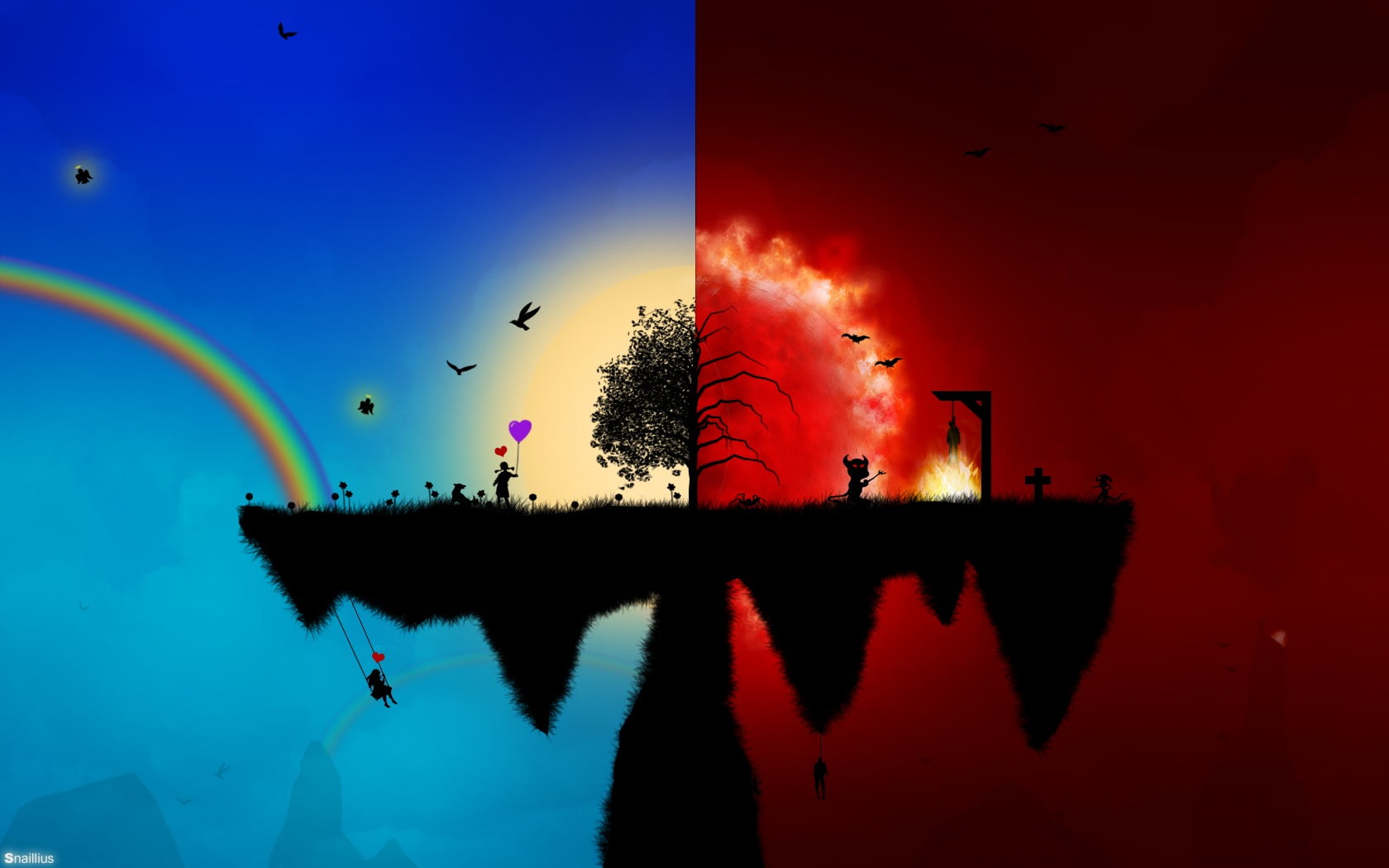 fantasy art, rainbows, digital art, 720P, splitting, HD Wallpaper