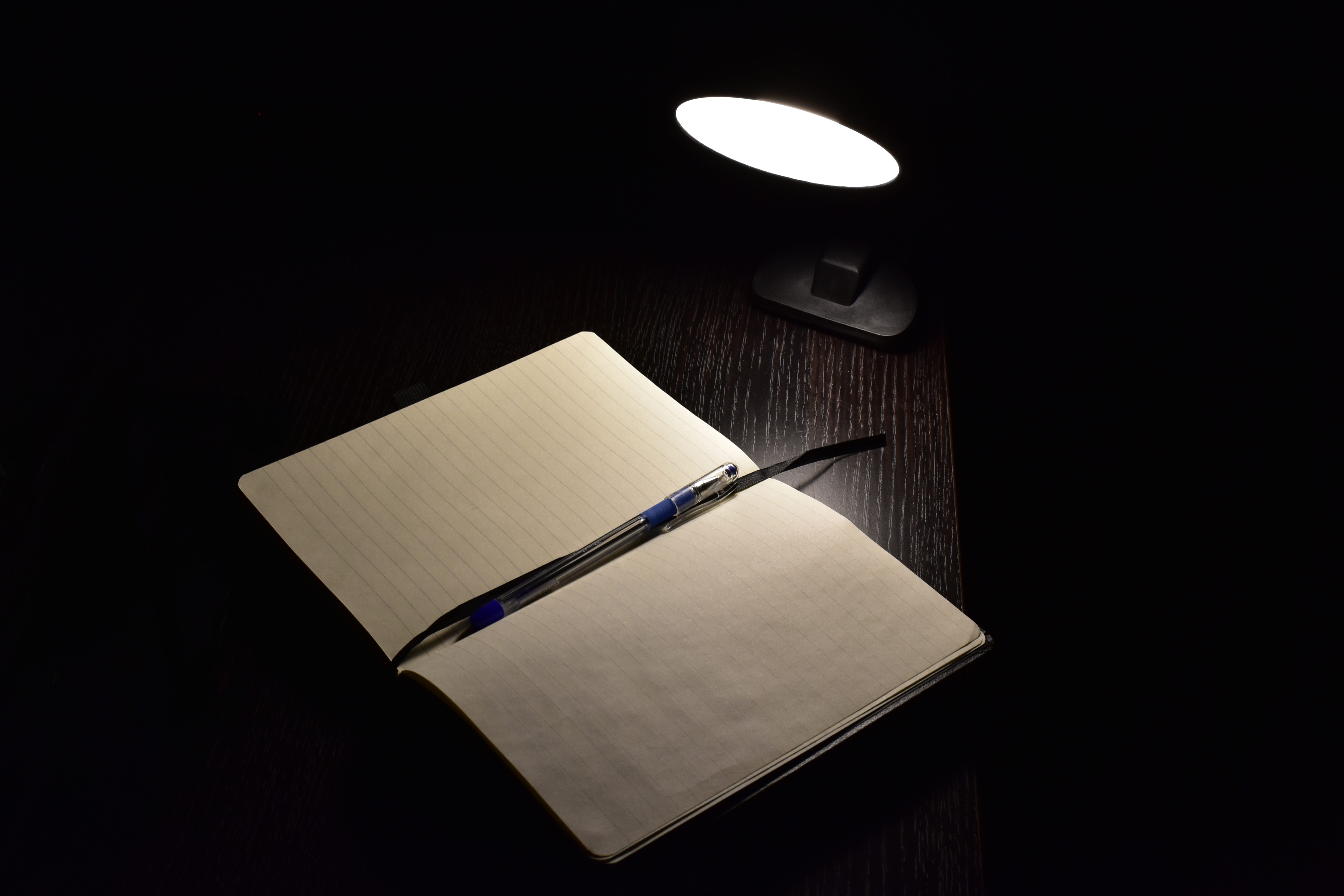close-up, studying, black background, publication, darkness, still life, electric lamp, paper, black color, education, book, wood - material, study, 5K, HD Wallpaper