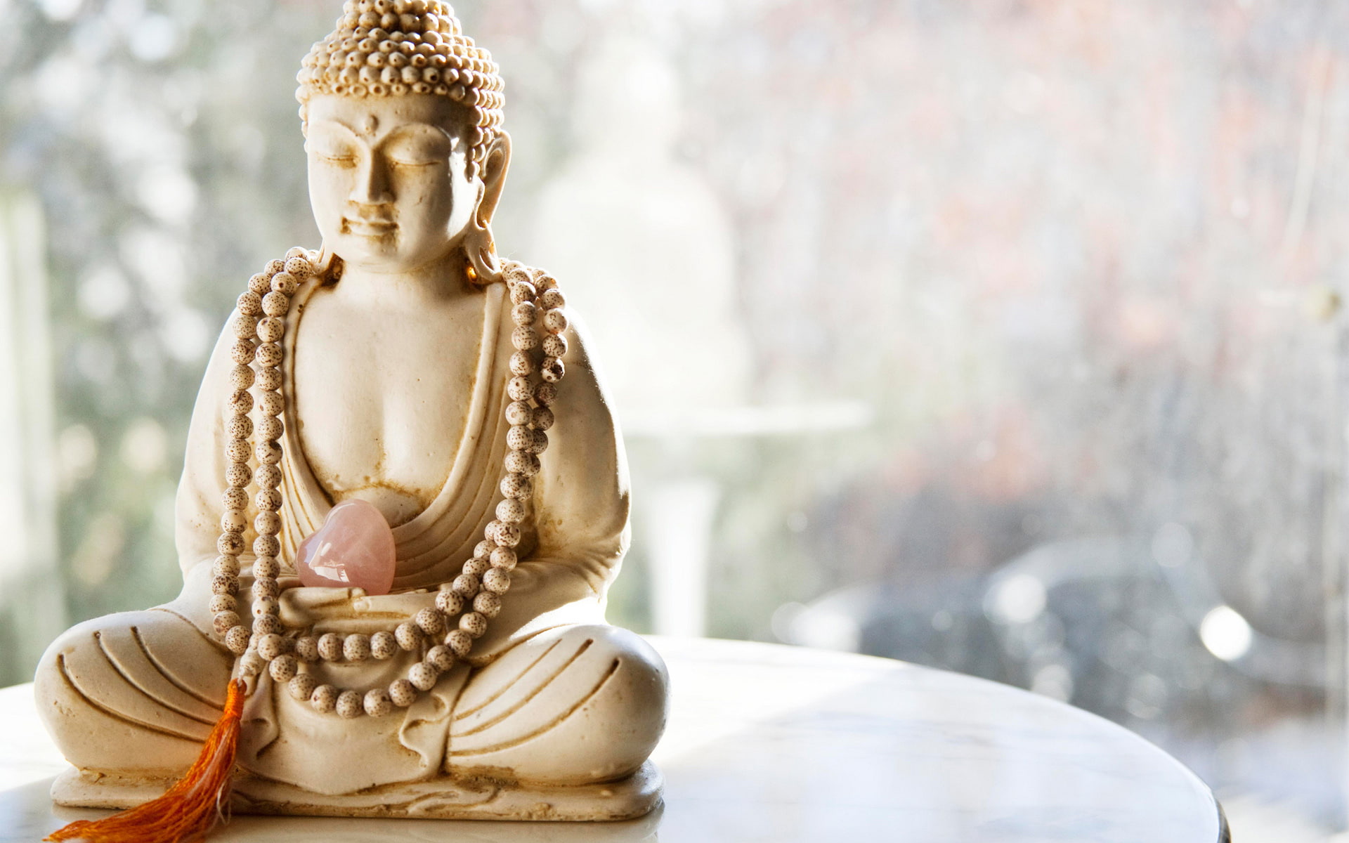 1080P, Buddha, rosary, stone, brush, figurine, heart, beads, HD Wallpaper