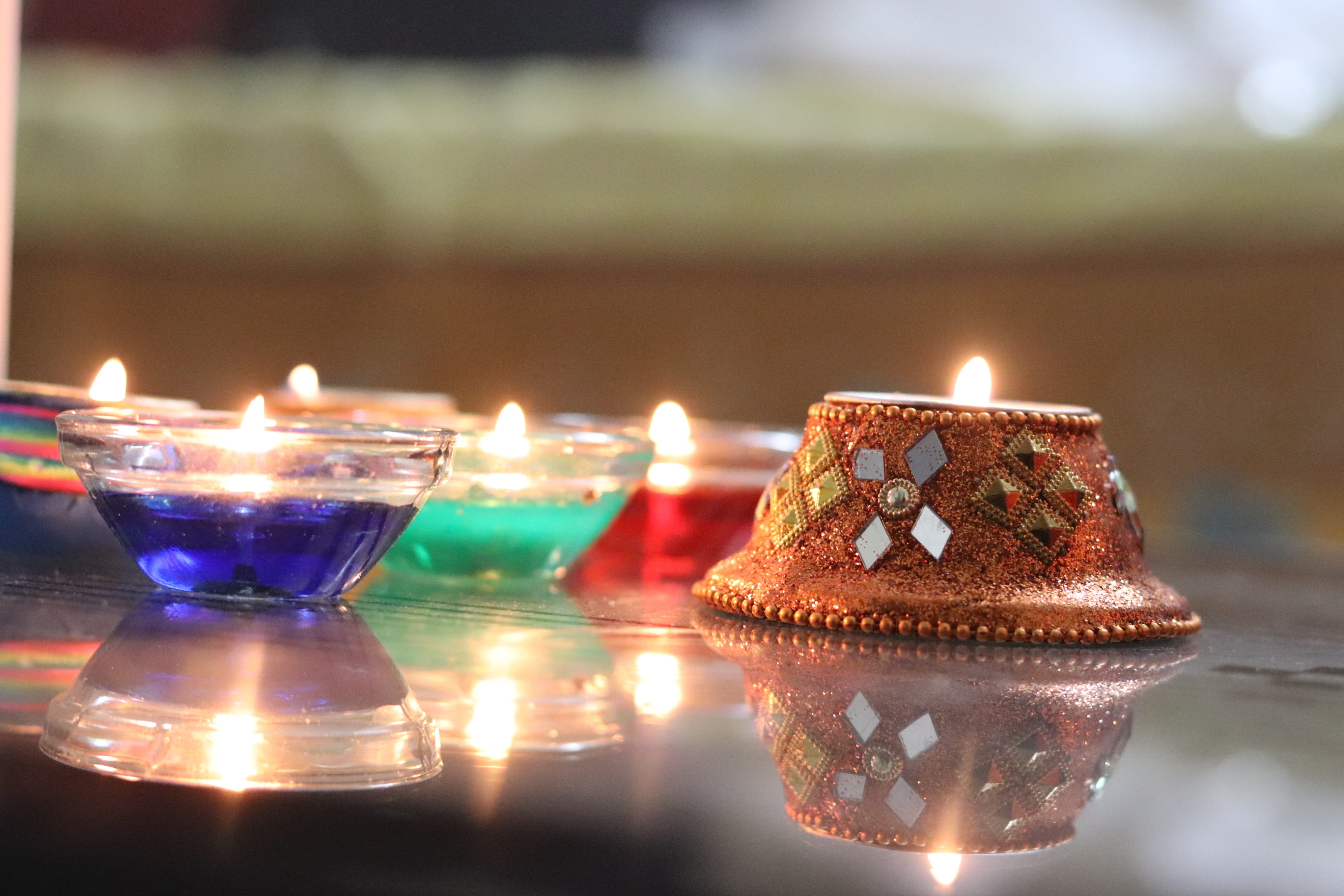 celebration, fantasy candles, 4K, candle, diwali, nature, dessert, glowing, handmade candles, sweet food, indoors, fire, candle design, illuminated, birthday, HD Wallpaper