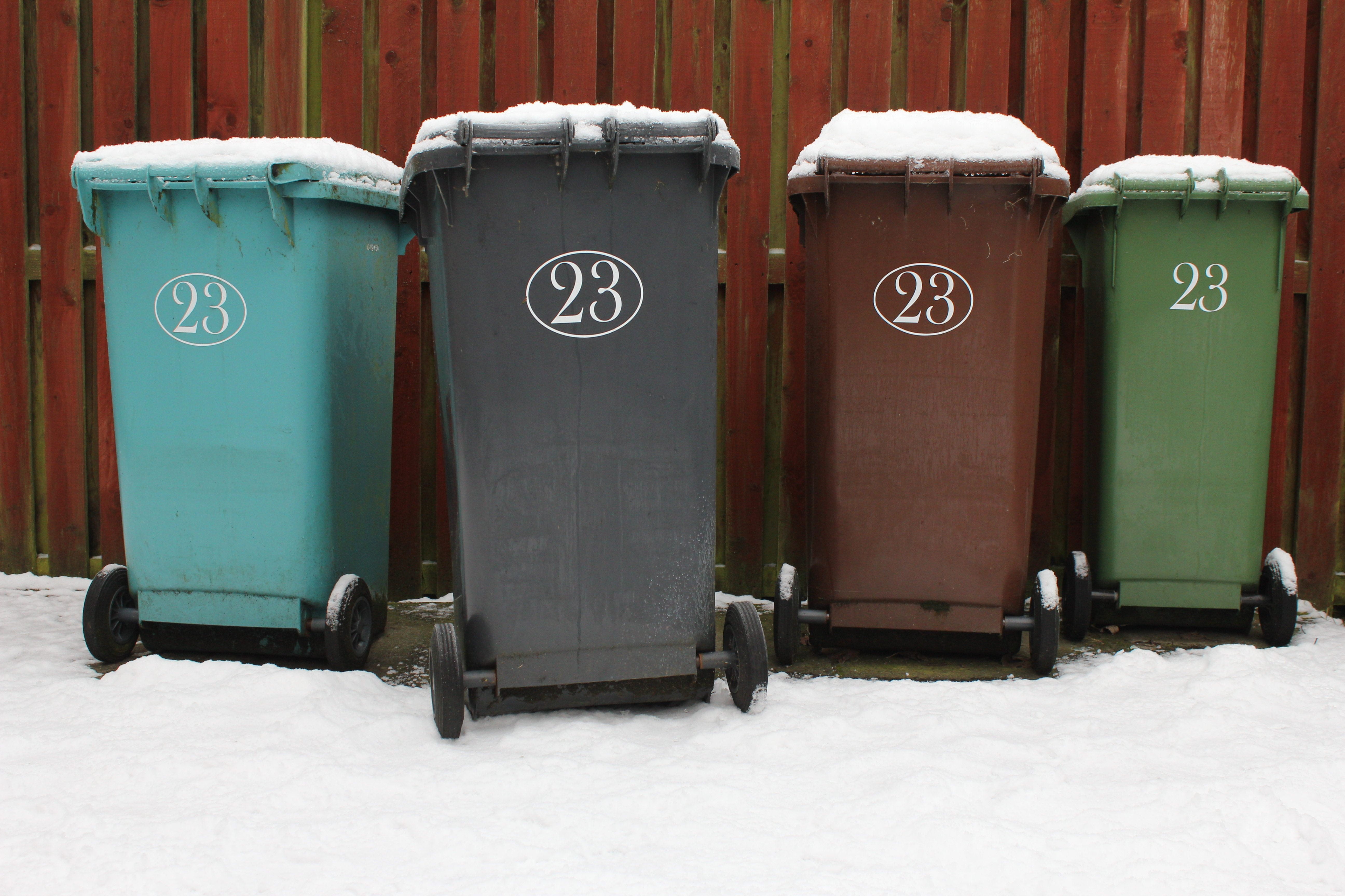 disposal, environmental issues, brown, paper, communication, line up, mailbox, environment, cold, separation, waste, no people, recycling, winter, frost, HD Wallpaper