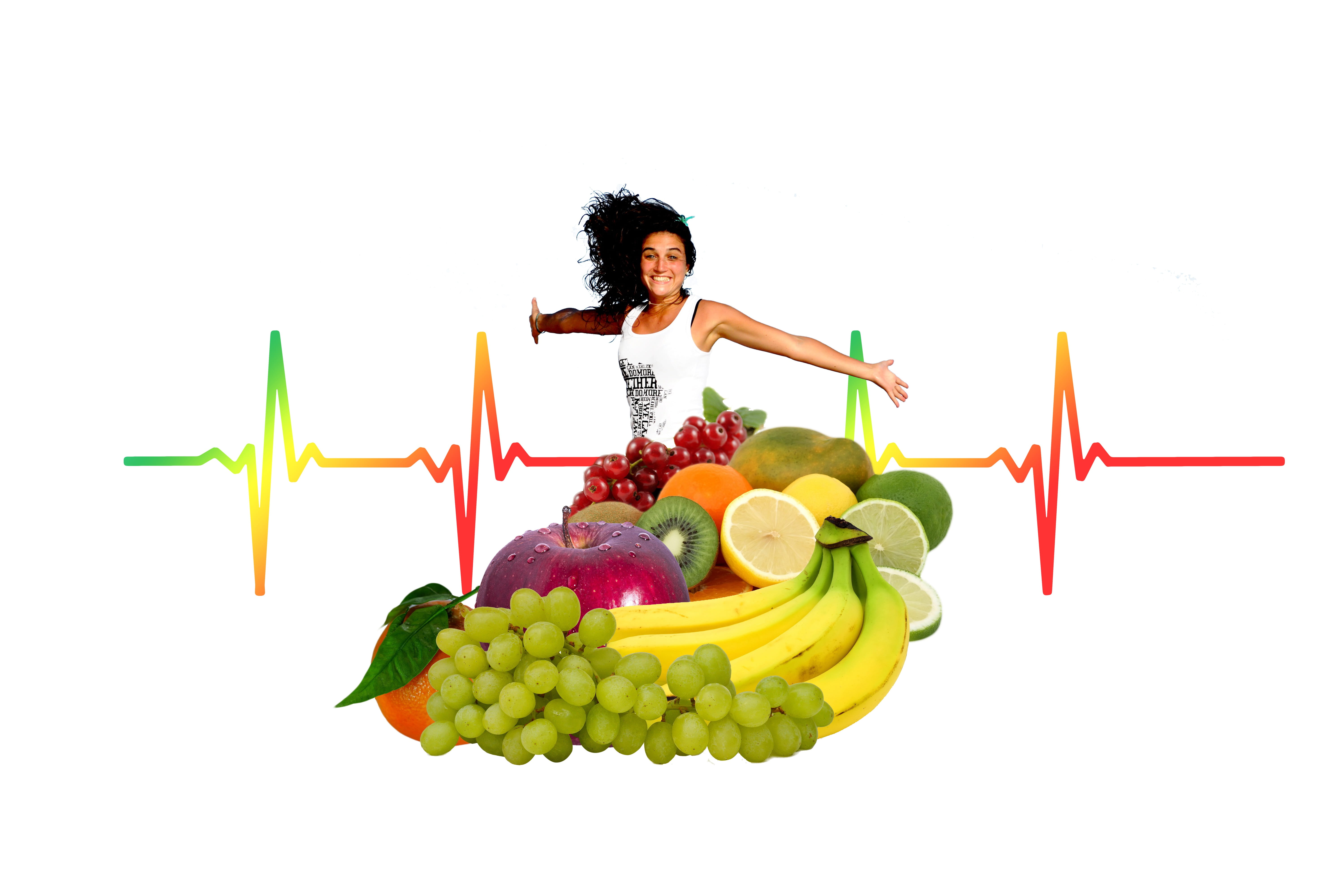 heart, one person, woman, heart rate, vitamins, apple, care, healthy lifestyle, young adult, investigation, white background, banana, medical, joy, freshness, HD Wallpaper