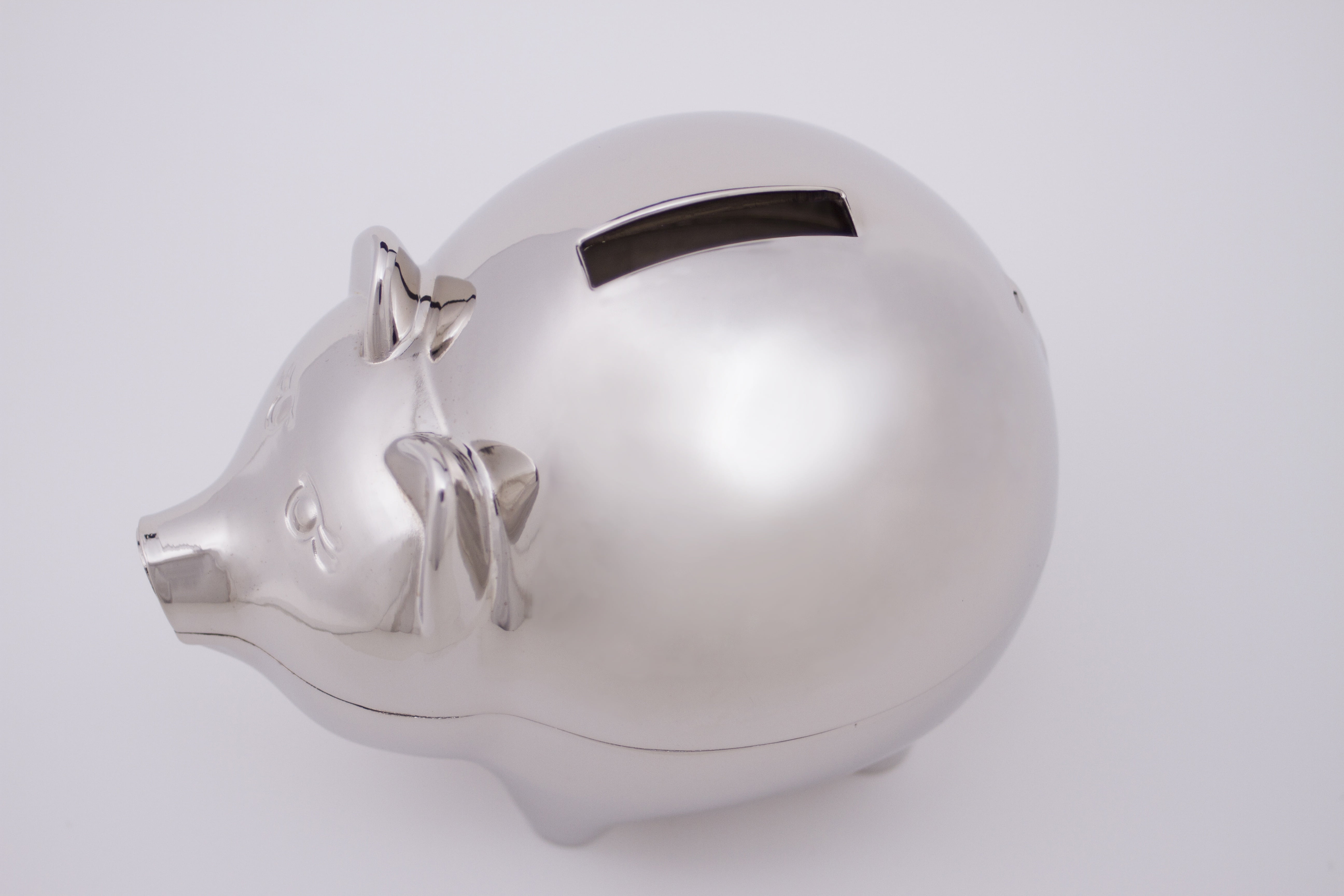 finance, silver, piggybank, dollar, investment, snack, no people, money, colored, silver - metal, three dimensional, bank, currency, white color, savings, HD Wallpaper