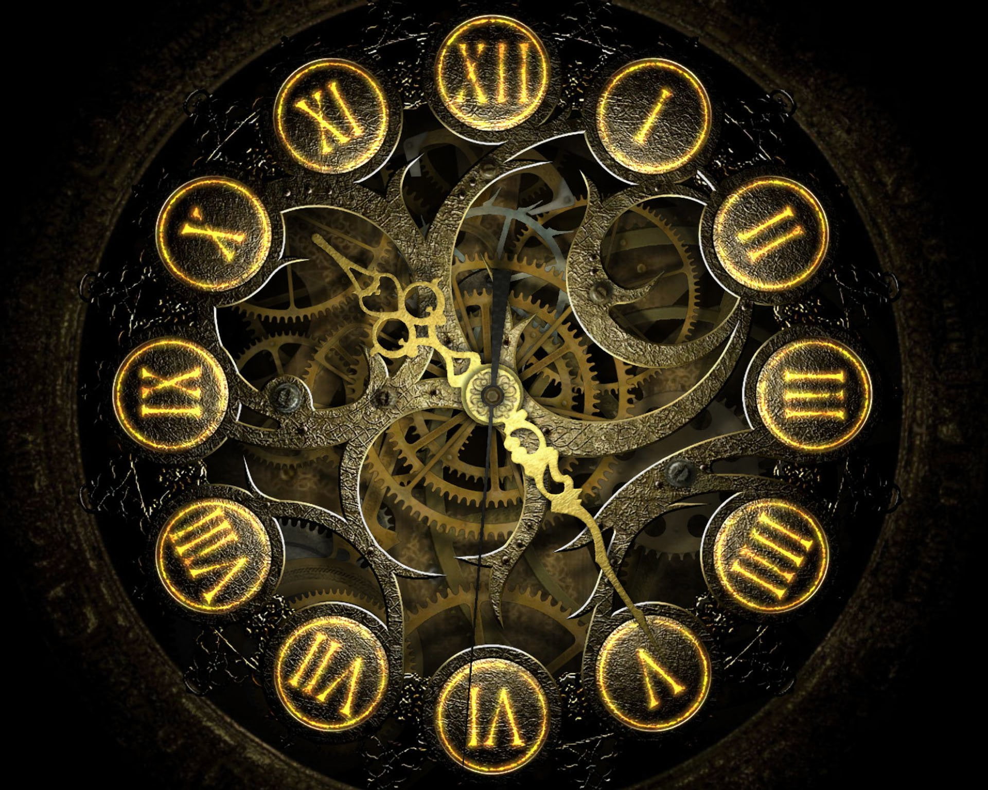 black, mechanical, complexity, 1080P, indoors, wheel, metal, round, black background, technology, backgrounds, industry, circle, no people, Watch, directly above, HD Wallpaper