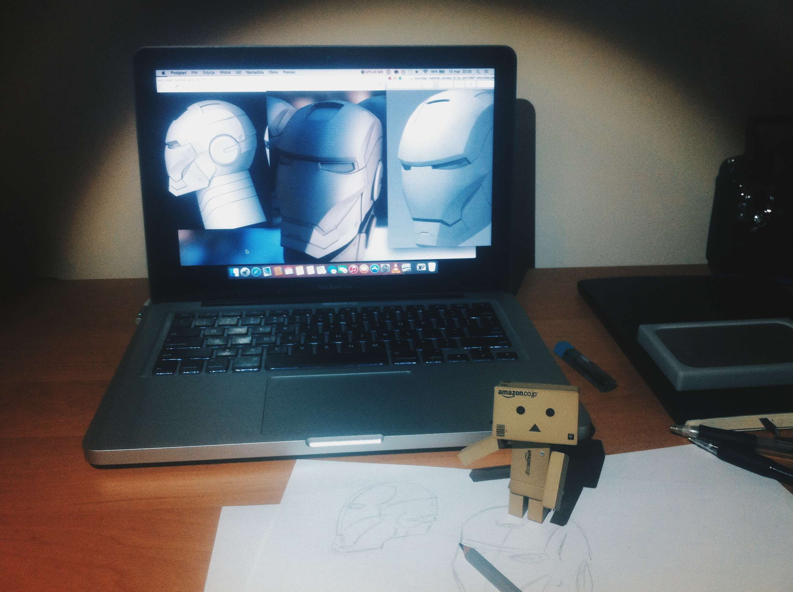 desk, laptop, high angle view, computer, communication, keyboard, helmet, apple, danbo, computer equipment, iphonegraphy, japangirl, ironman, connection, HD Wallpaper