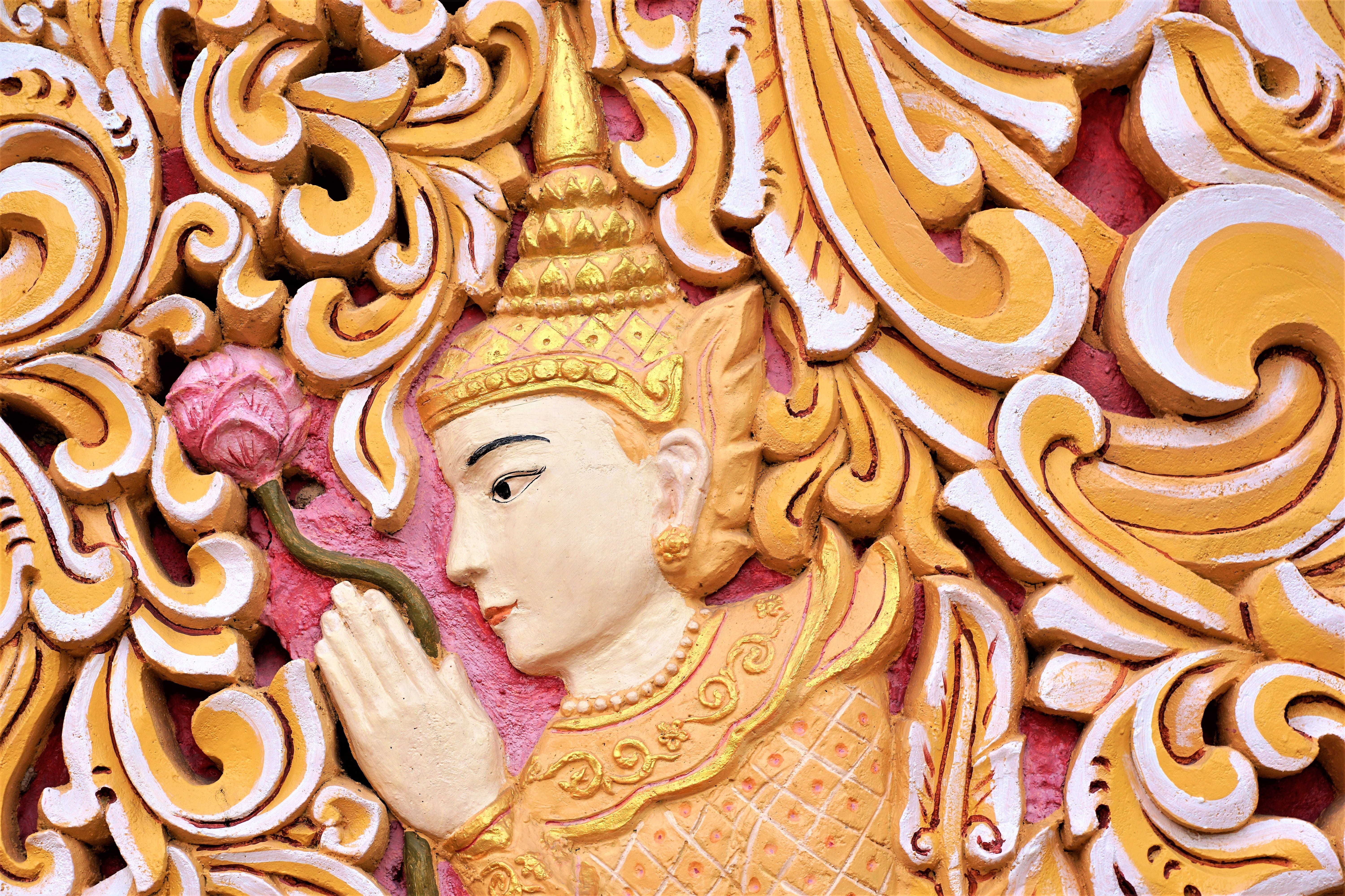 carving - craft product, creativity, malaysia, rest, plant, religion, temple, no people, yellow, art and craft, floral, holidays, statue, recovery, painting, HD Wallpaper
