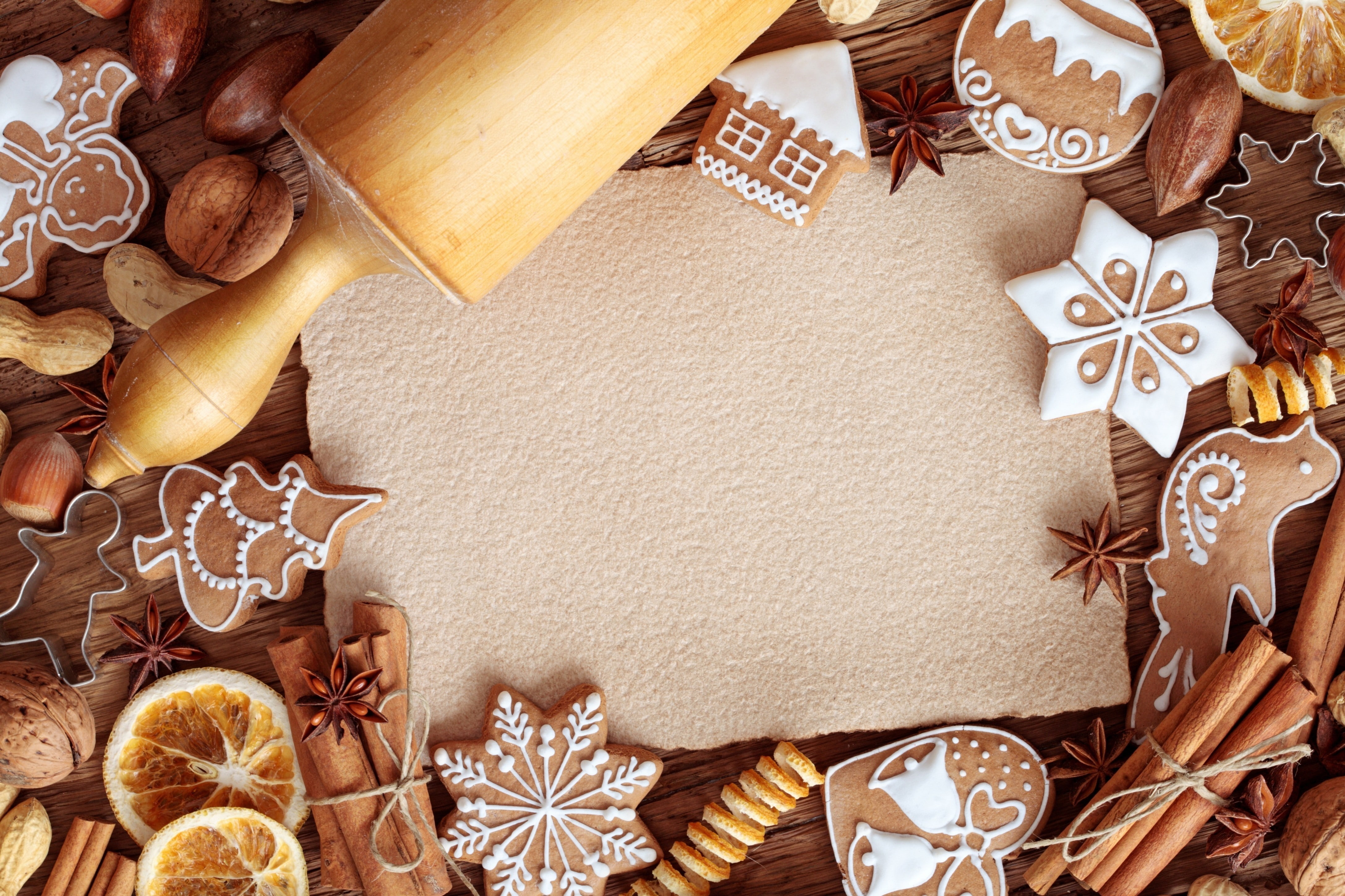 cake, table, 4K, Christmas, sheet, paper, HD Wallpaper