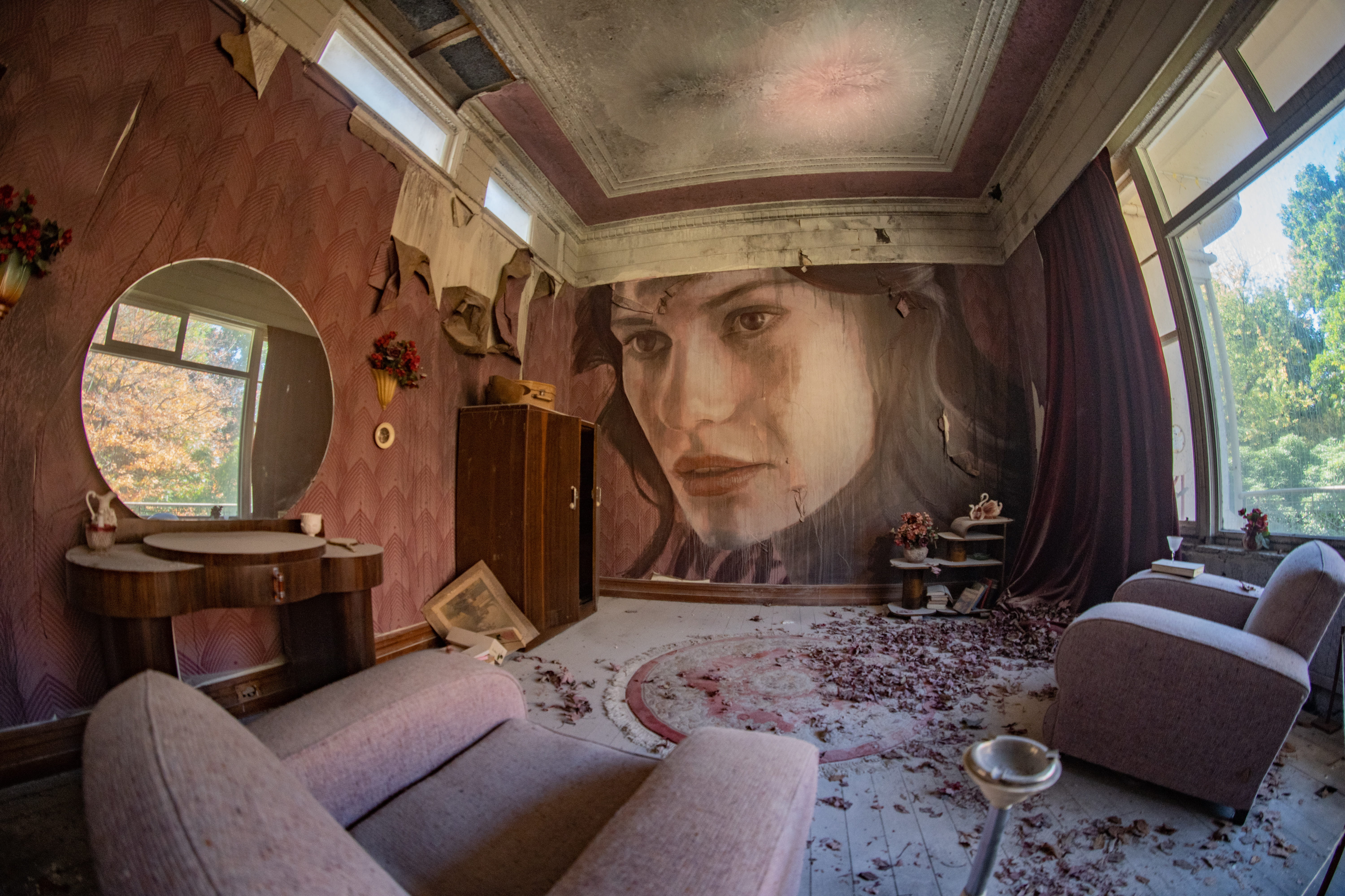 hip, domestic room, sofa, no people, living room, technology, 5K, history, furniture, window, ruin, house, home decor, architecture, messy, deco, lighting equipment, HD Wallpaper