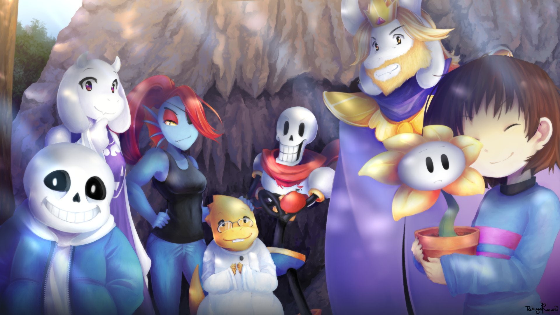 Sans (Undertale), Toriel (Undertale), 1080P, Undyne (Undertale), Alphys (Undertale), Video Game, Flowey (Undertale), Asgore (Undertale), Frisk (Undertale), HD Wallpaper