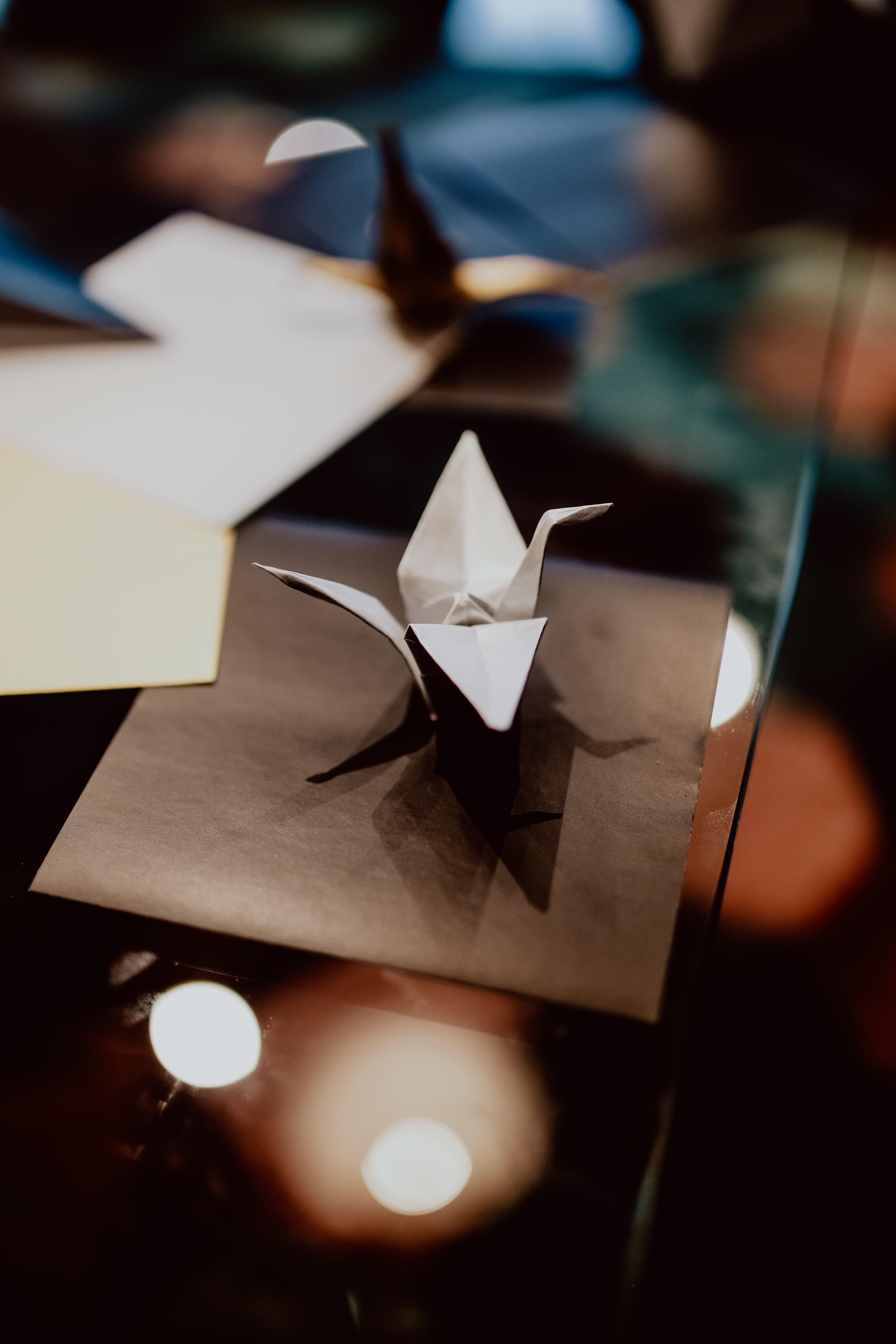 still life, japan, selective focus, paper, origami, creative, shiny, christmas, sheet, close-up, no people, reflection, decoration, making, artwork, high angle view, Phone HD Wallpaper
