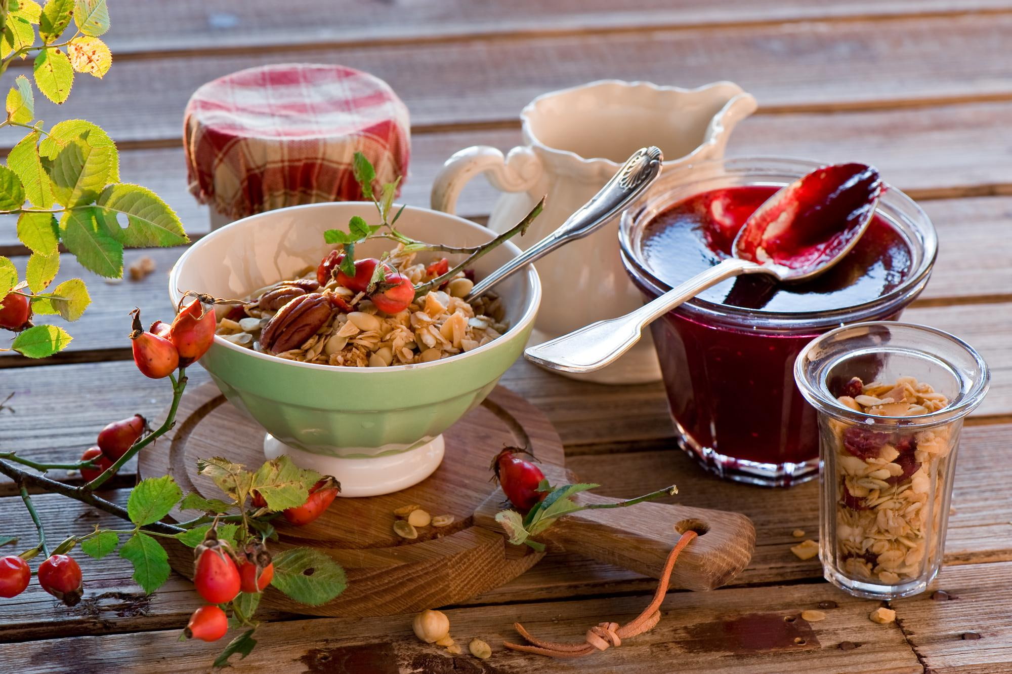 still life, still, muesli, 1080P, design, rose, life, jam, breakfast, HD Wallpaper