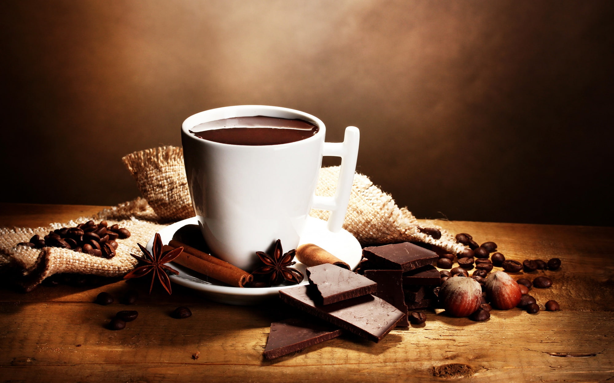 Cinnamon, 1080P, Food, Chocolate, Coffee, Still Life, Hot Chocolate, Cup, Star Anise, HD Wallpaper
