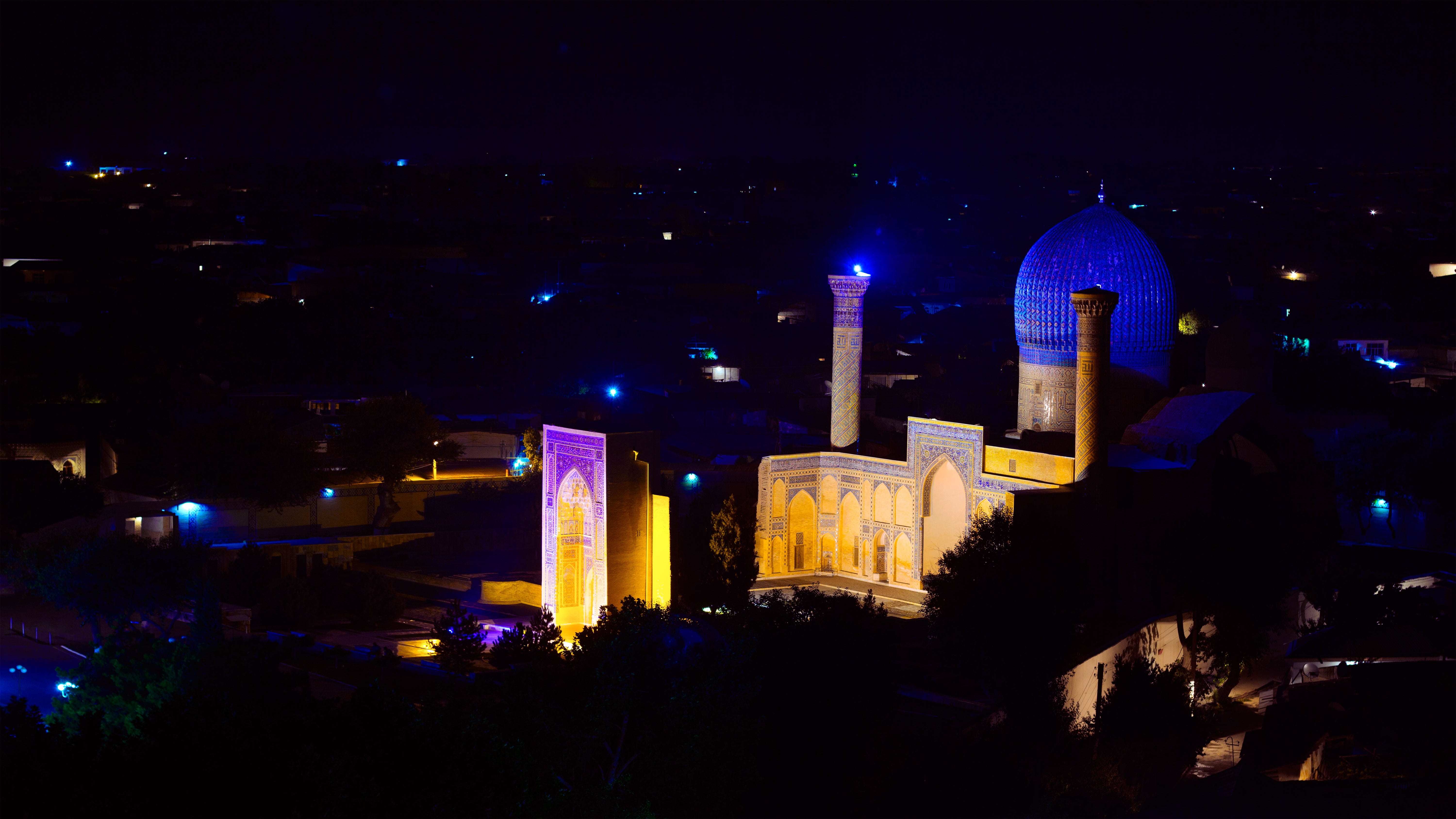cityscape, nature, night, building, classic, landscape, middle asia, light, city centre, 5K, shadow, central asia, built structure, street, architecture, HD Wallpaper