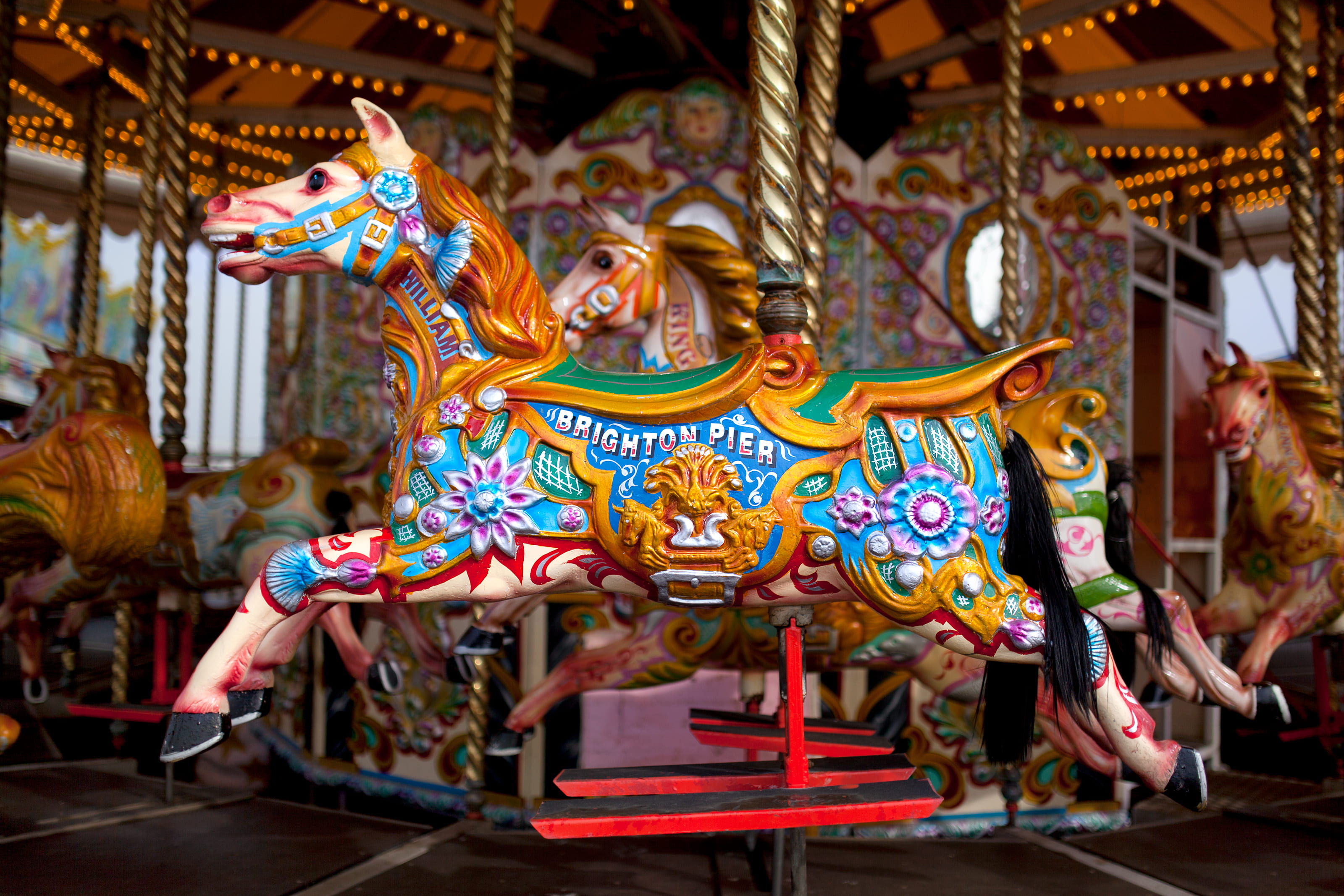 fairground, place of worship, art and craft, creativity, horse, ride, playground, merry-go-round, ornate, amusement park ride, animal representation, no people, HD Wallpaper