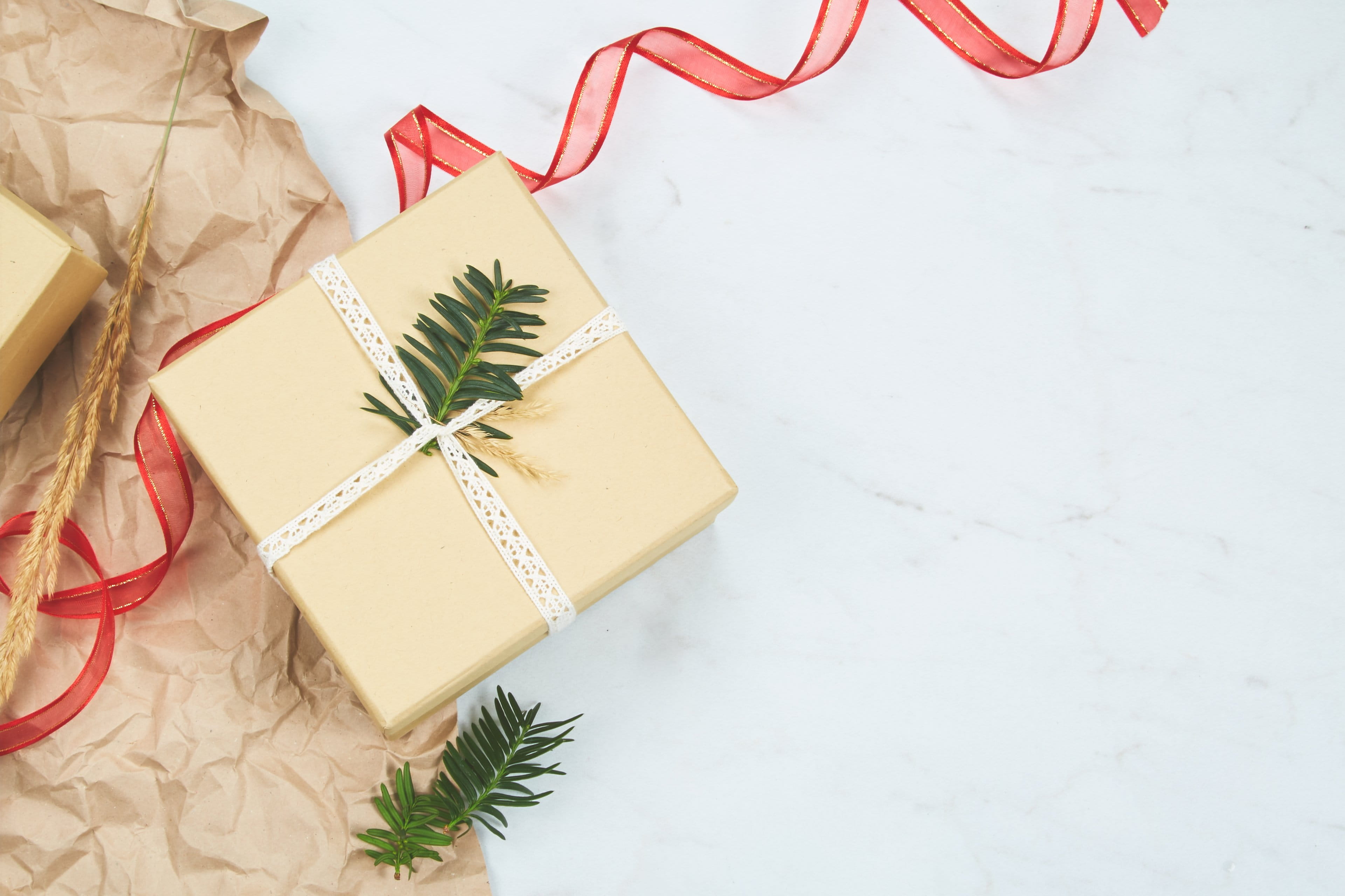 Holidays, copy space, paper, decoration, no people, Craft/DIY, box - container, wrapped, Christmas, high angle view, surprise, celebration, package, indoors, HD Wallpaper