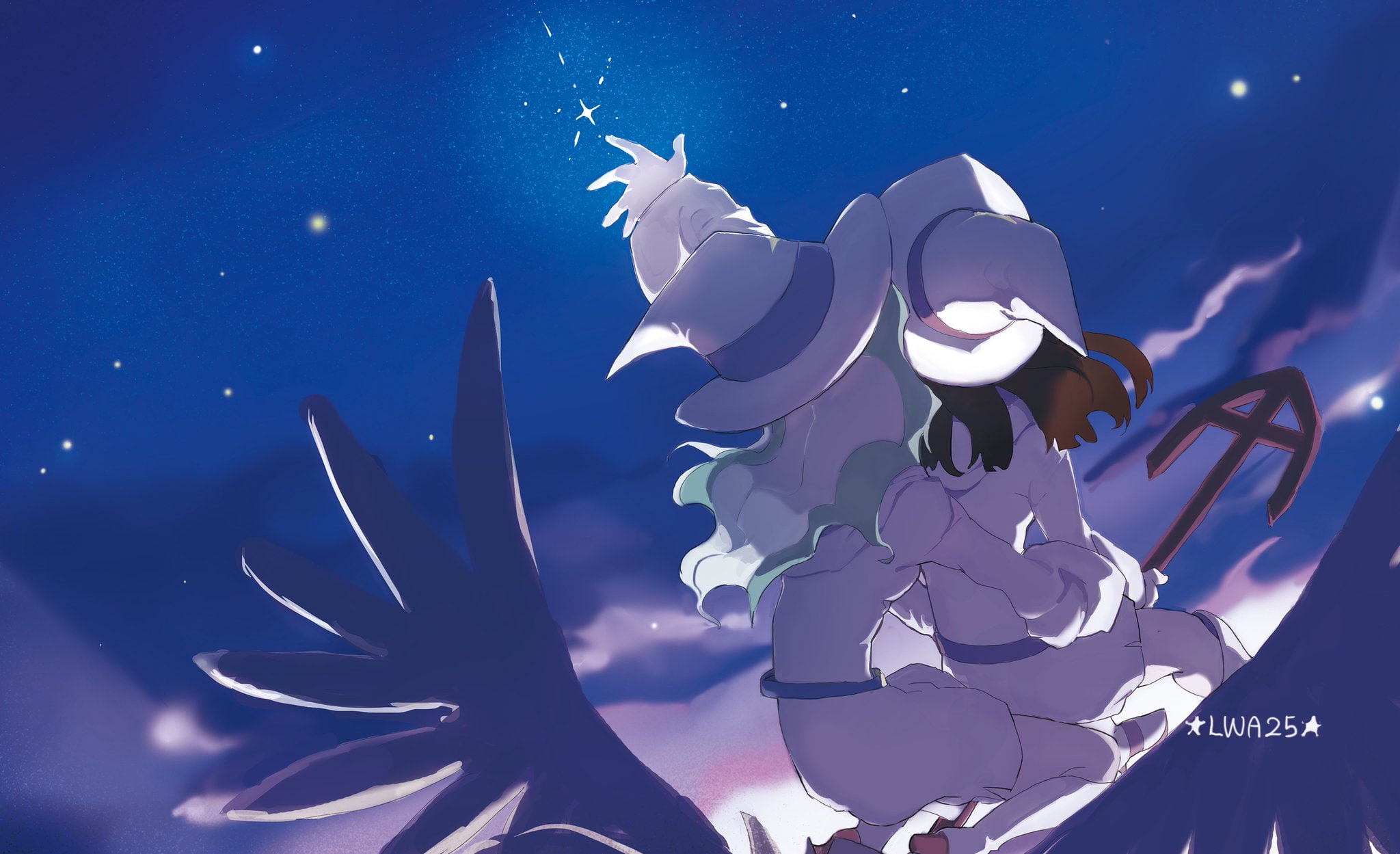 Anime, Space, Akko Kagari, Witch, Diana Cavendish, 1080P, Stars, Little Witch Academia, HD Wallpaper