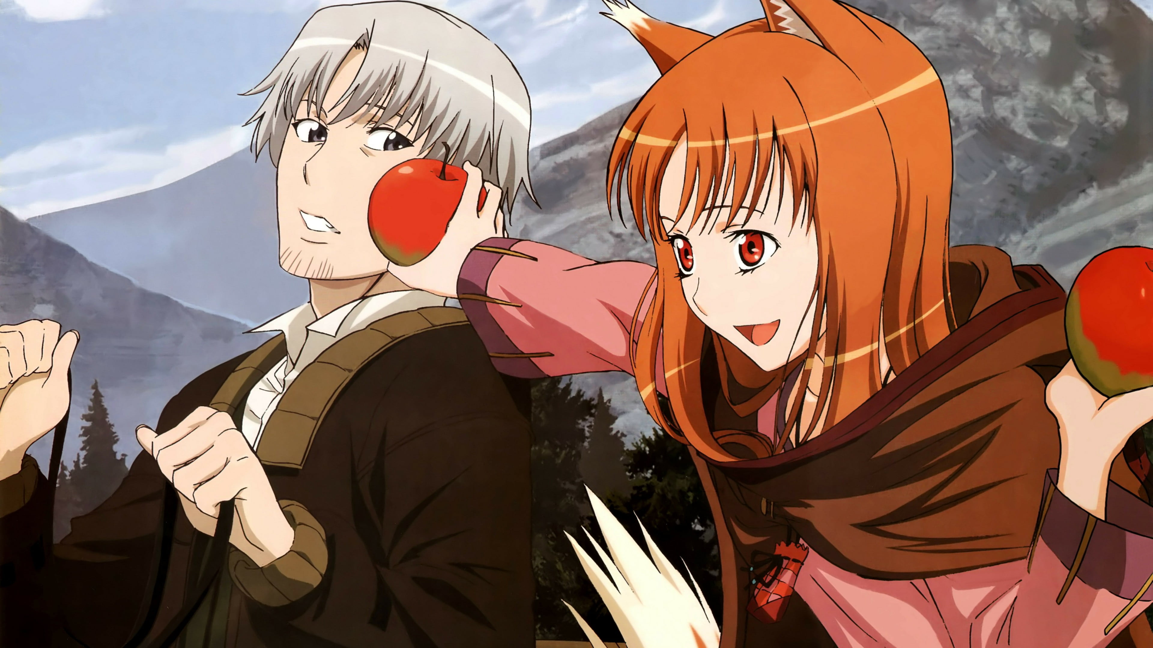 men, characters, art and craft, sky, creativity, representation, 4K, sunlight, nature, people, group of people, Lawrence Craft, day, anime, Spice and Wolf, HD Wallpaper