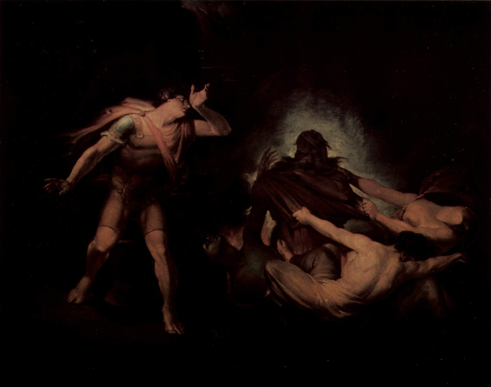 1080P, nature, Henry Fuseli, mid adult men, studio shot, performance, young adult, dark, men, clothing, classic art, sitting, group of people, dancing, HD Wallpaper