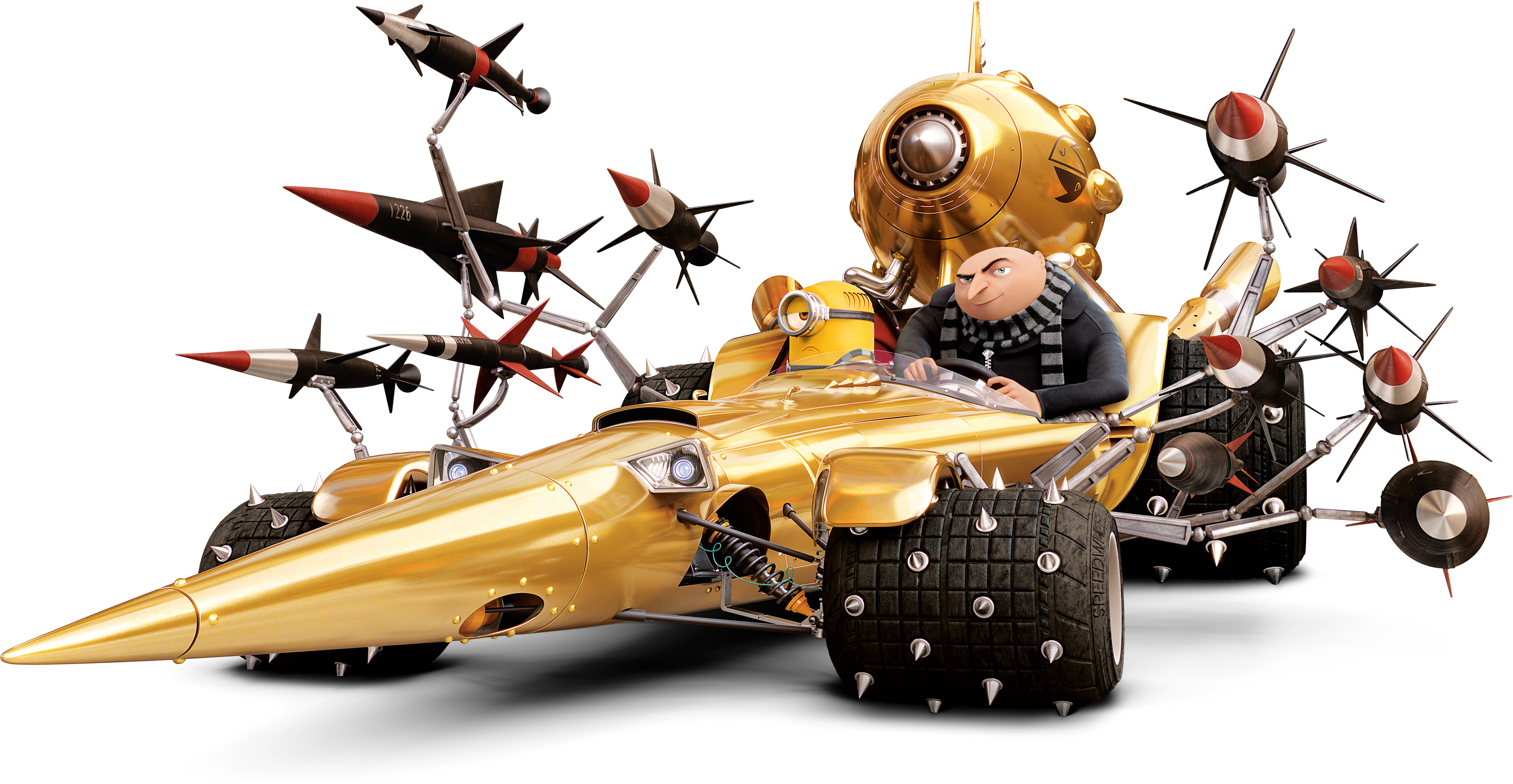 Despicable Me 3, toy, helmet, yellow, white background, headwear, land vehicle, car, mode of transportation, holding, studio shot, air vehicle, Animation, HD Wallpaper
