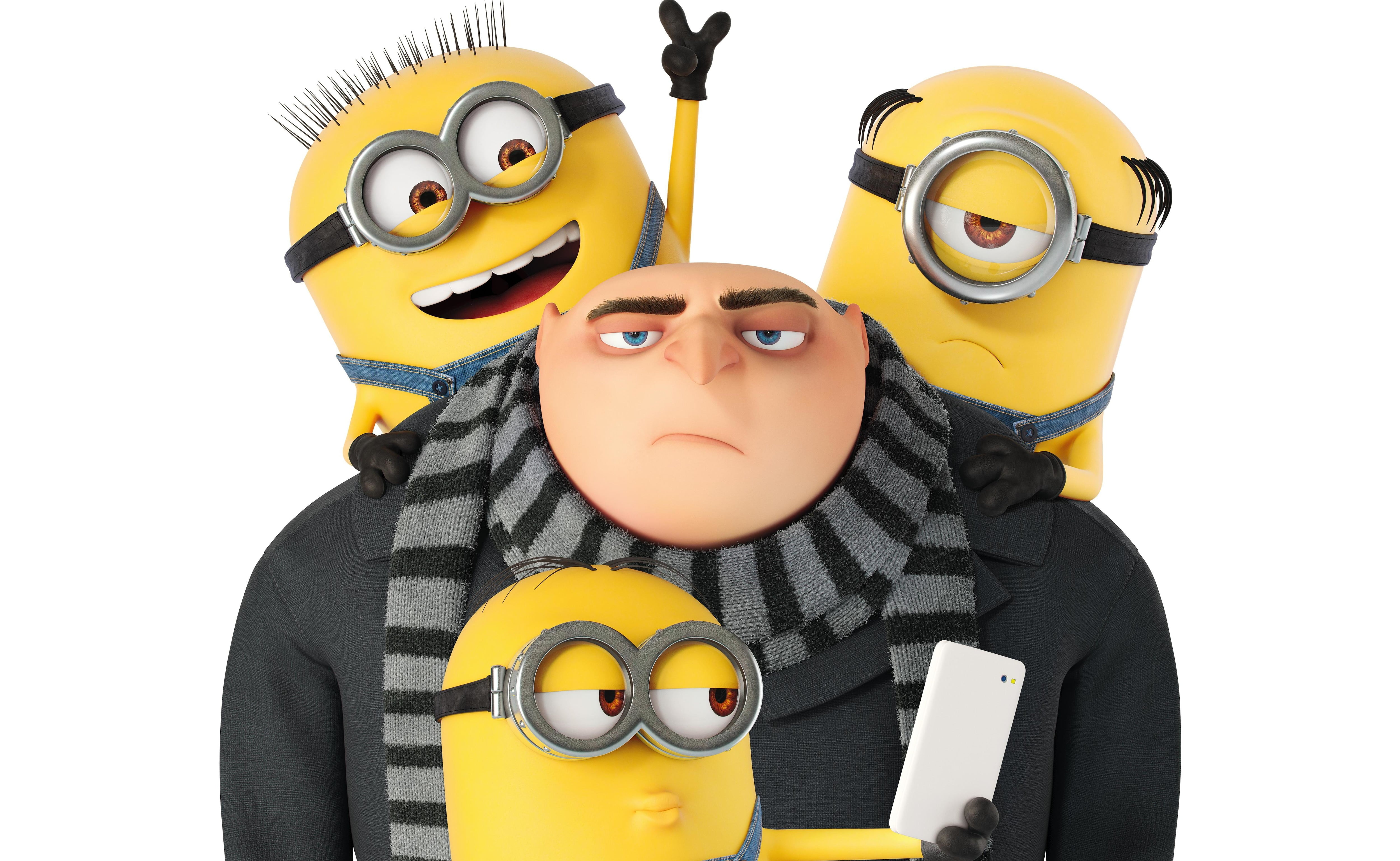 young adult, yellow, portrait, minions, real people, front view, hd, 2017 movies, one person, human face, toy, indoors, studio shot, white background, 5k, HD Wallpaper