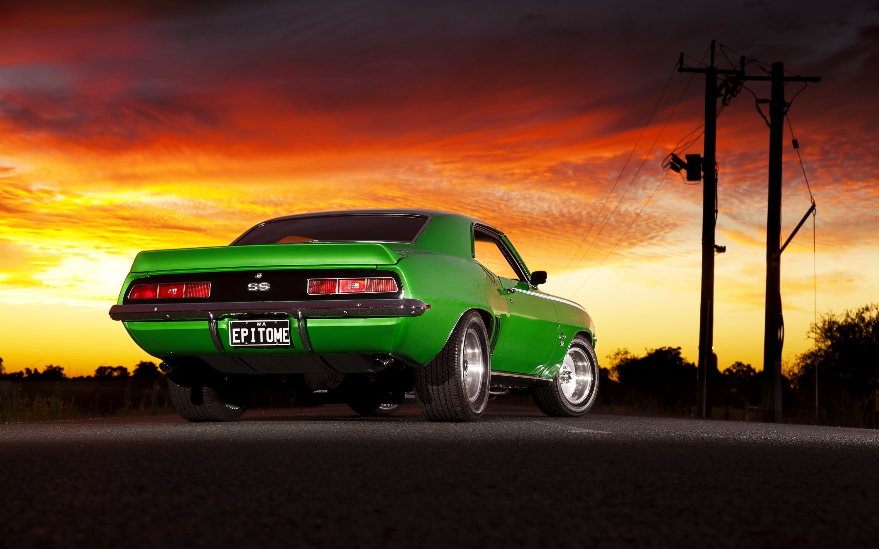 sport cars, camaro, Chevrolet Camaro, old, green, chevrolet, chevy, 2K, coupe cars, muscle cars, HD Wallpaper