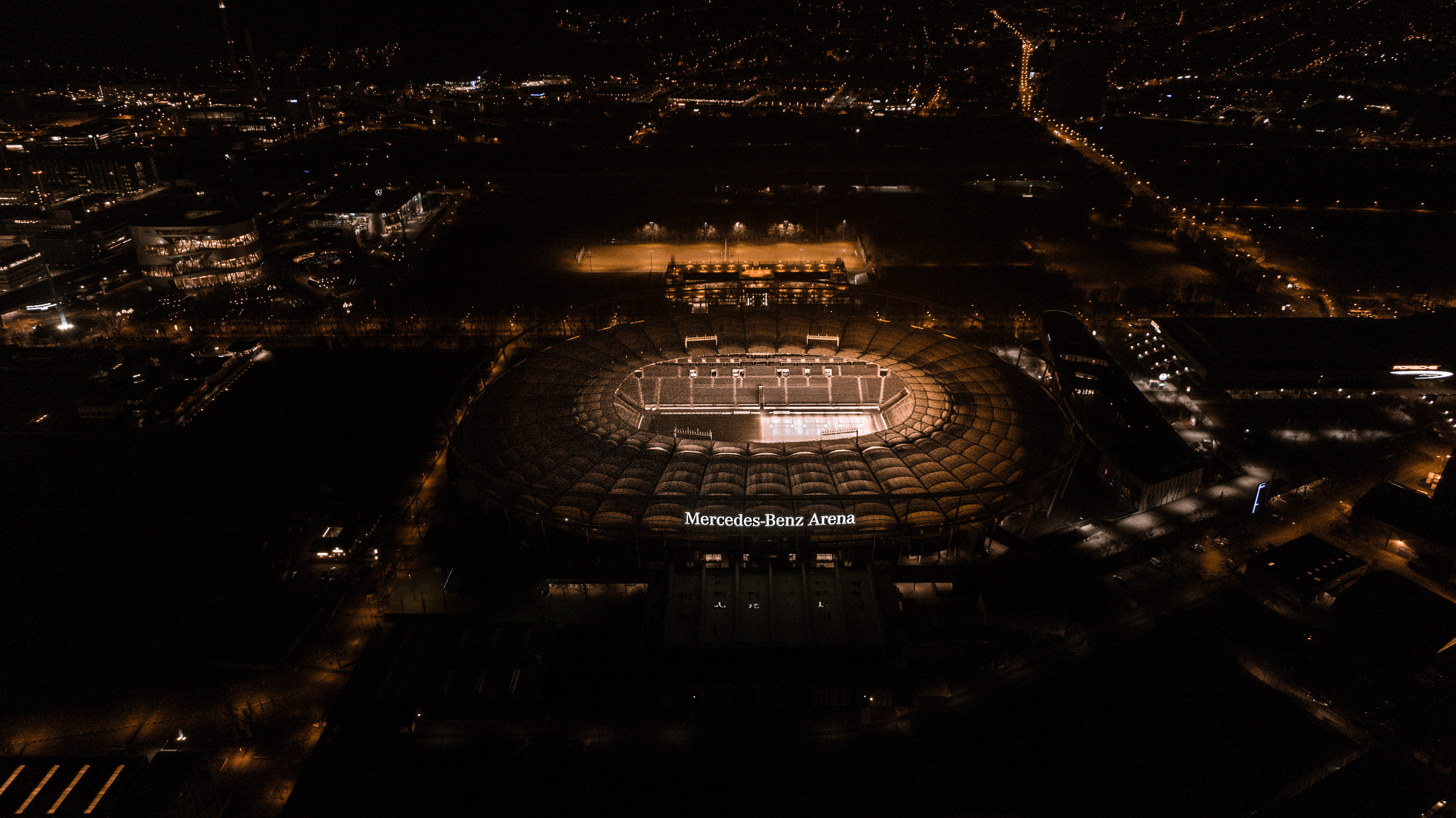 lights, luxury, 5K, drone, night, connection, building, urban, technology, architecture, illuminated, 4, sport, lighting equipment, no people, HD Wallpaper