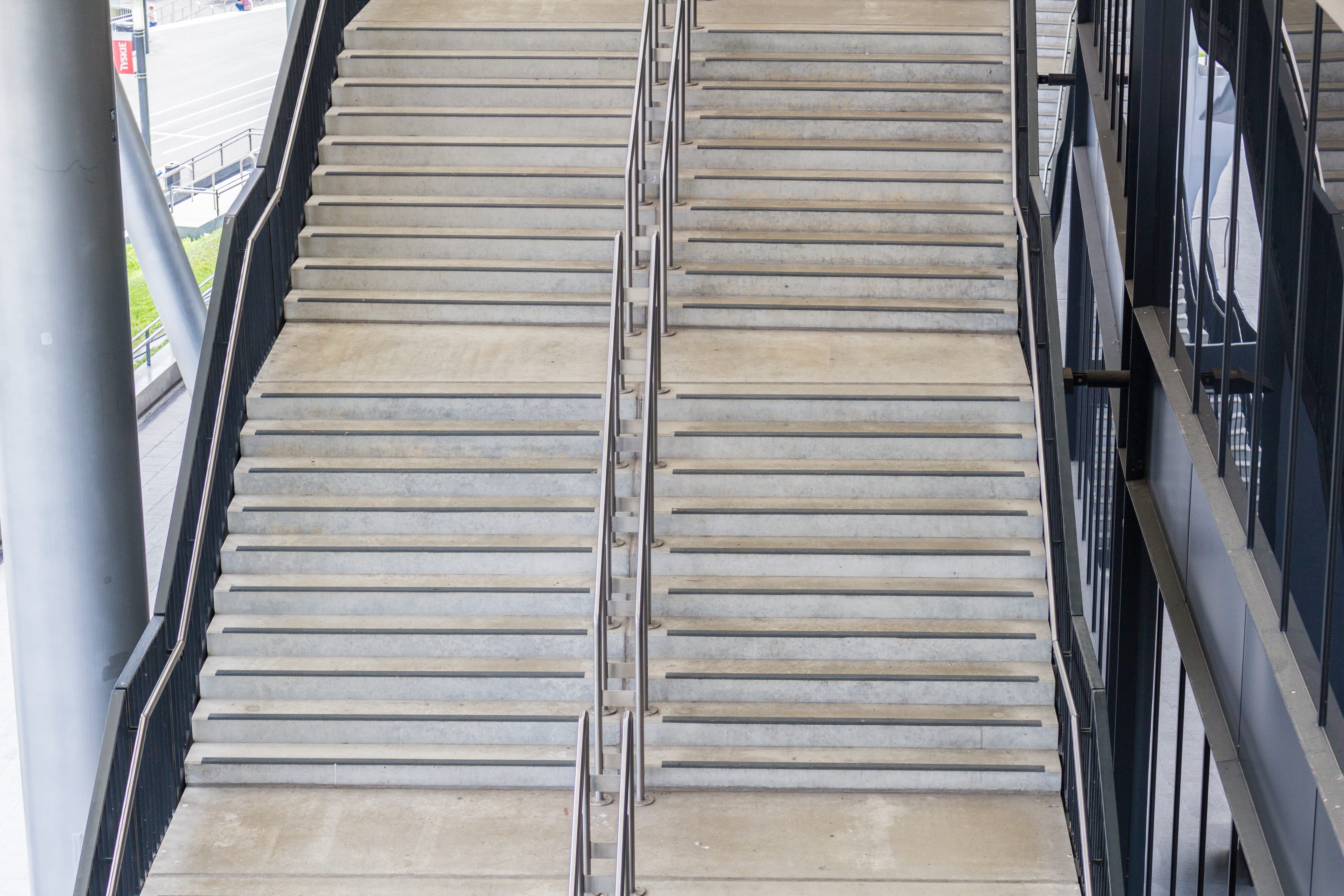 no people, metal, people, connection, steps and staircases, architecture, poland, convenience, high angle view, steps, the way forward, transportation, HD Wallpaper