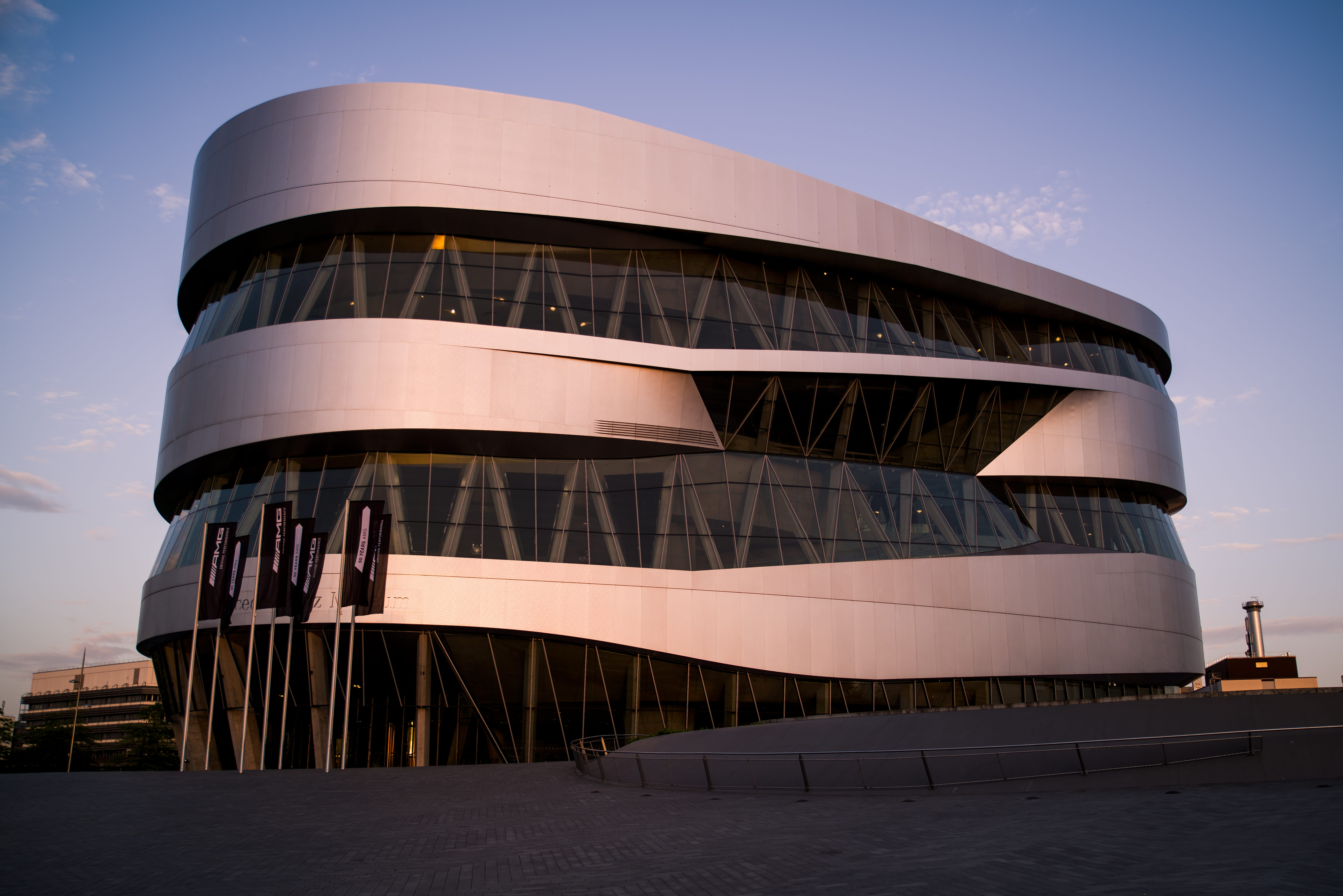 germany, travel destinations, 5K, staircase, city, nature, stuttgart, architecture, red, clear sky, built structure, futuristic, modern, museum, concrete, HD Wallpaper
