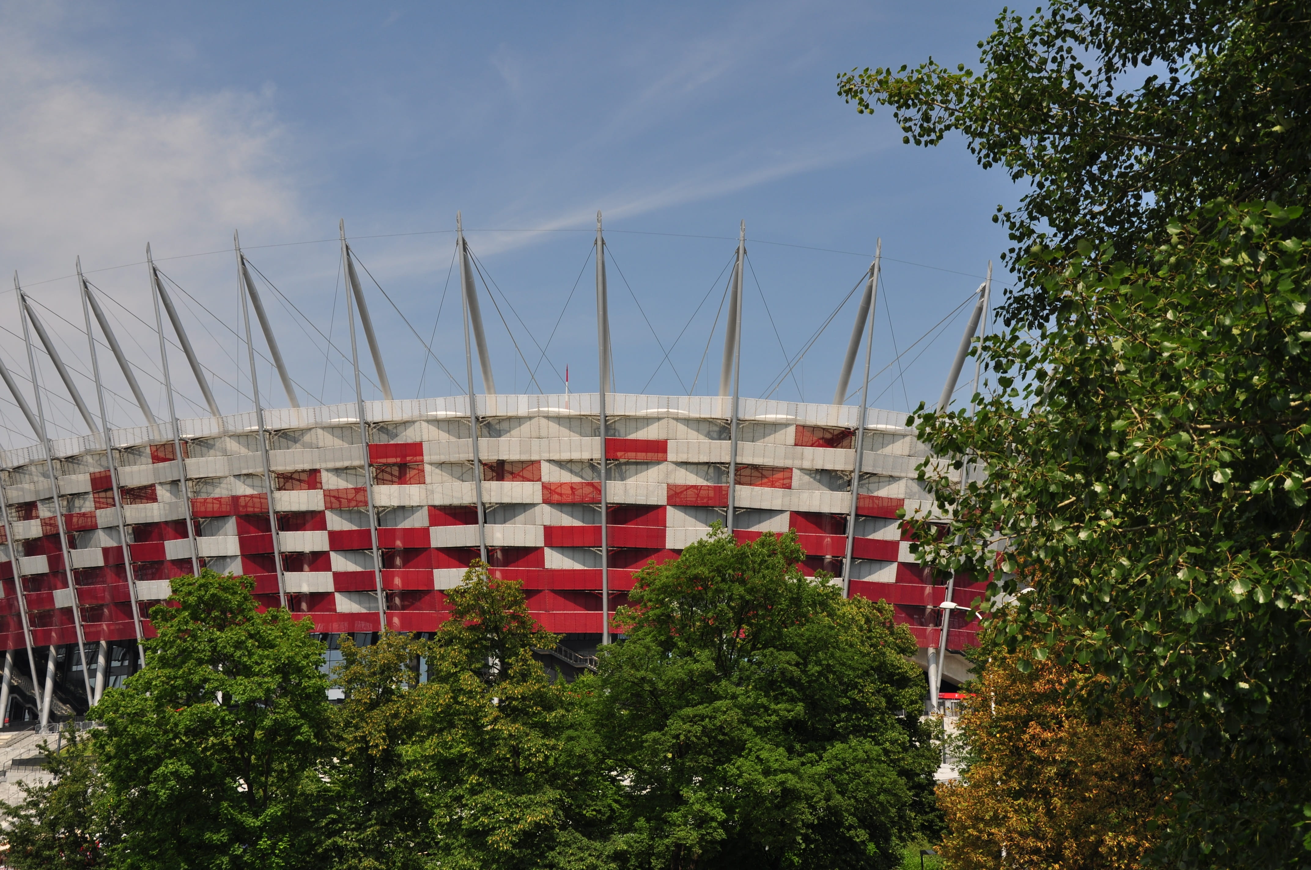 green color, travel, sky, no people, transportation, plant, built structure, bridge, architecture, warsaw, sport, low angle view, outdoors, tree, football, HD Wallpaper