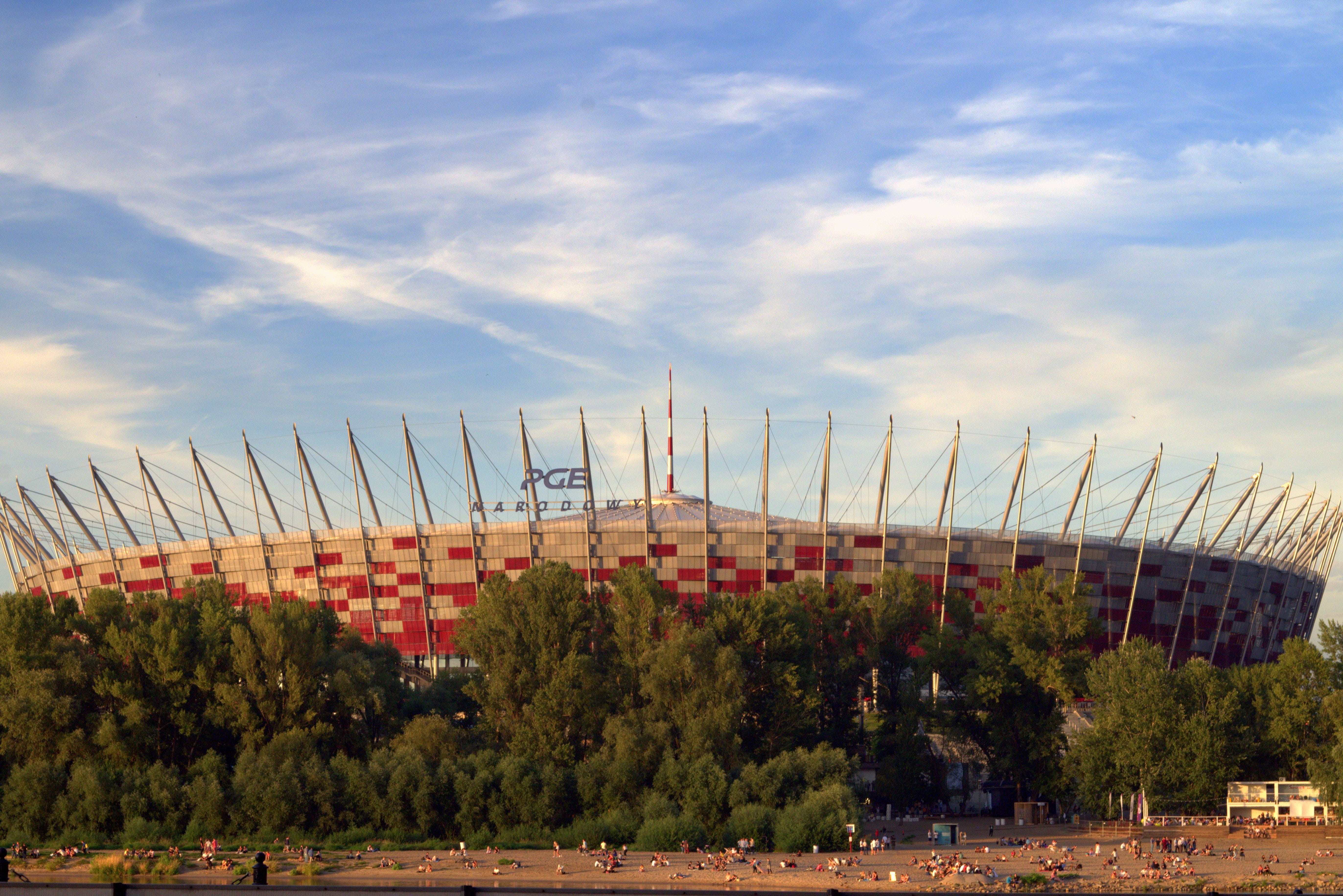 warsaw, sky, day, water, cloud - sky, national, crown, no people, outdoors, stadion, 5K, bridge - man made structure, architecture, transportation, mode of transportation, HD Wallpaper