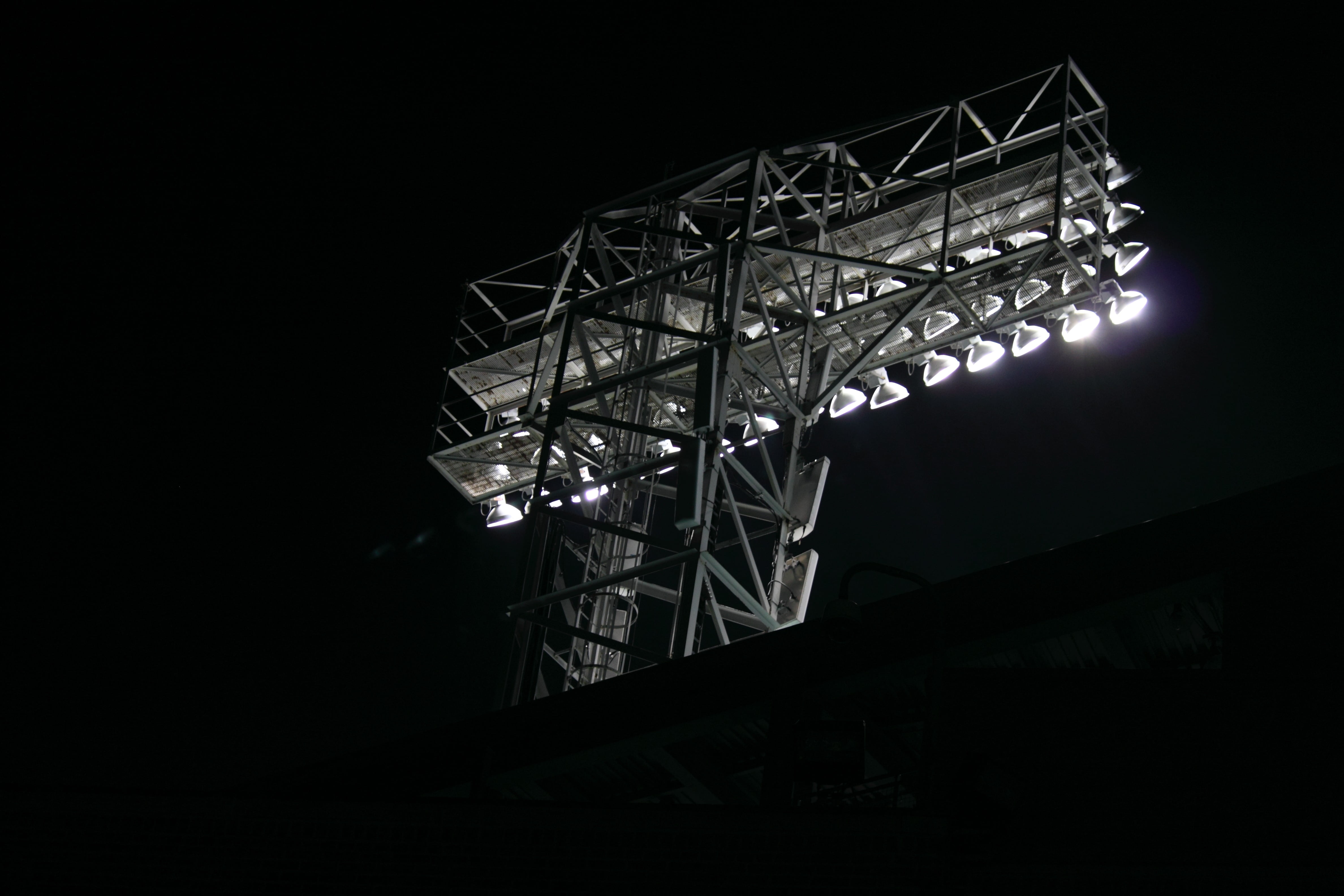 stadium, game, 4K, night, architecture, low angle view, american, dark, outdoors, connection, copy space, technology, spot, illuminated, softball, nightlife, HD Wallpaper