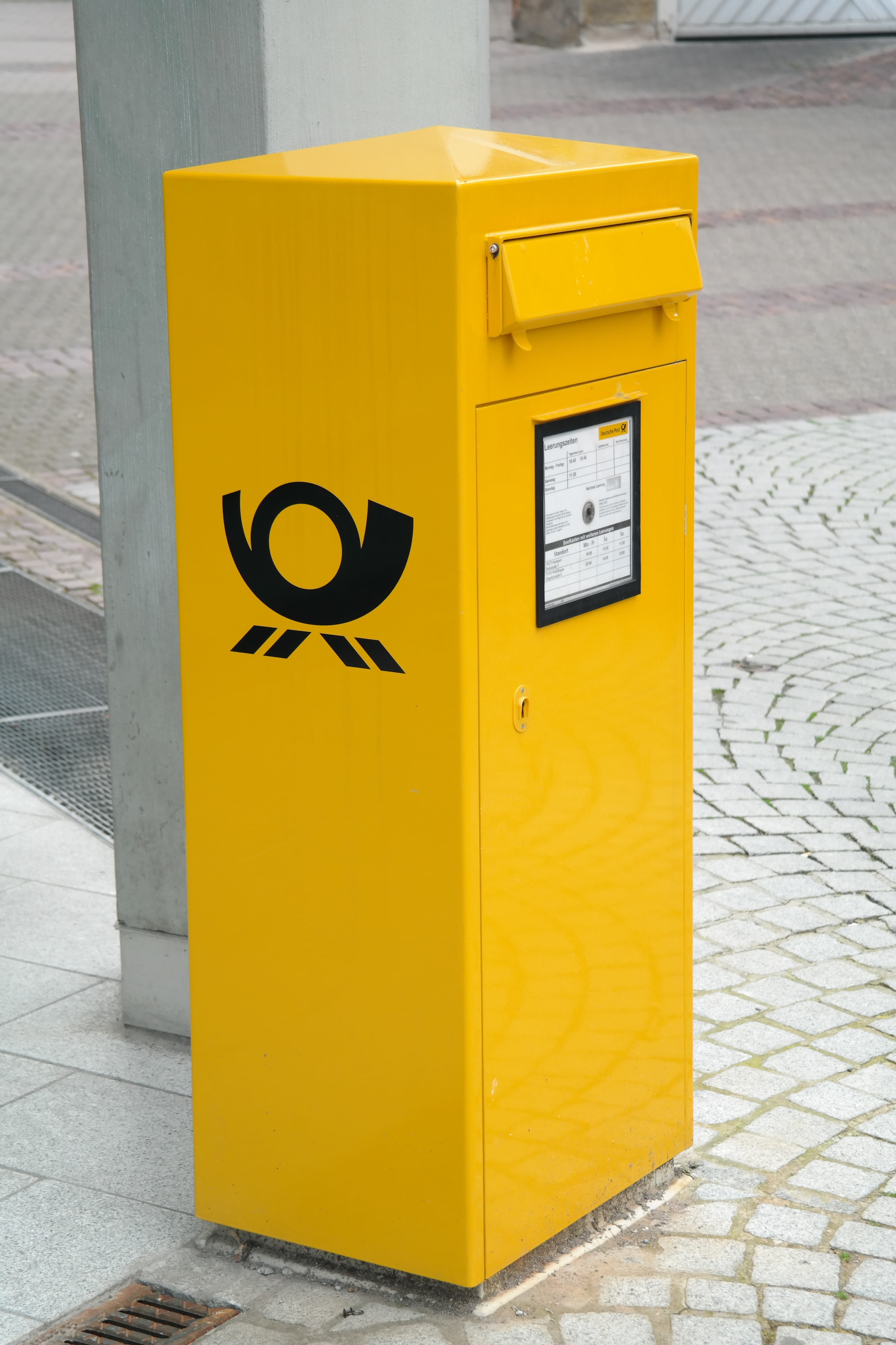 letter boxes, service, public mailbox, communication, built structure, black color, street, mail, post horn, 5K, Send, deutsche post, outdoors, box, day, Phone HD Wallpaper