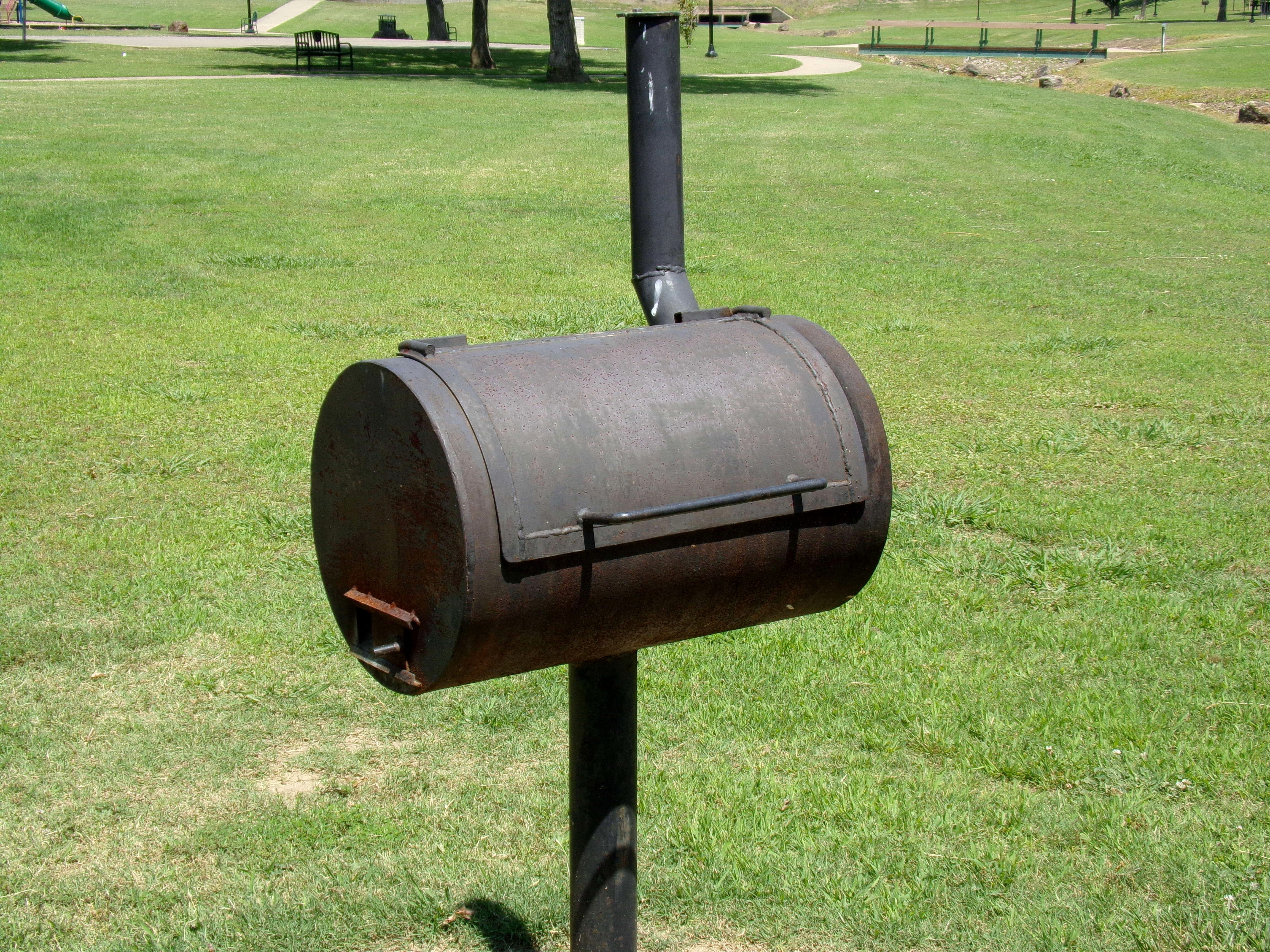 recreation, outdoor grilling, communication, day, park - man made space, field, barbecue, grill, smoker, grass, green color, land, 4K, mailbox, nature, HD Wallpaper