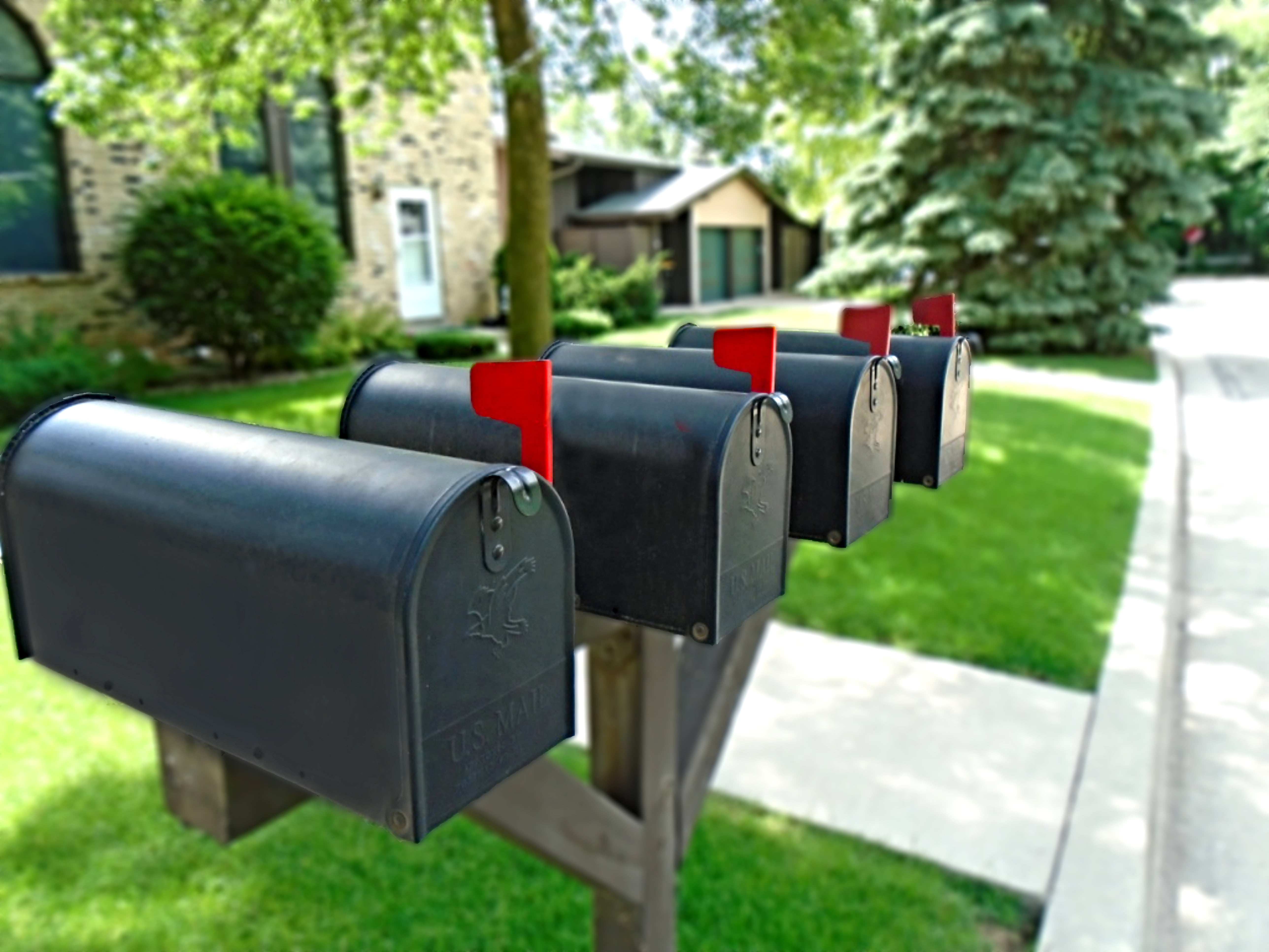 built structure, postbox, plant, delivery, tree, black, mail, post, building, nature, mailbox, grass, building exterior, green color, service, no people, HD Wallpaper
