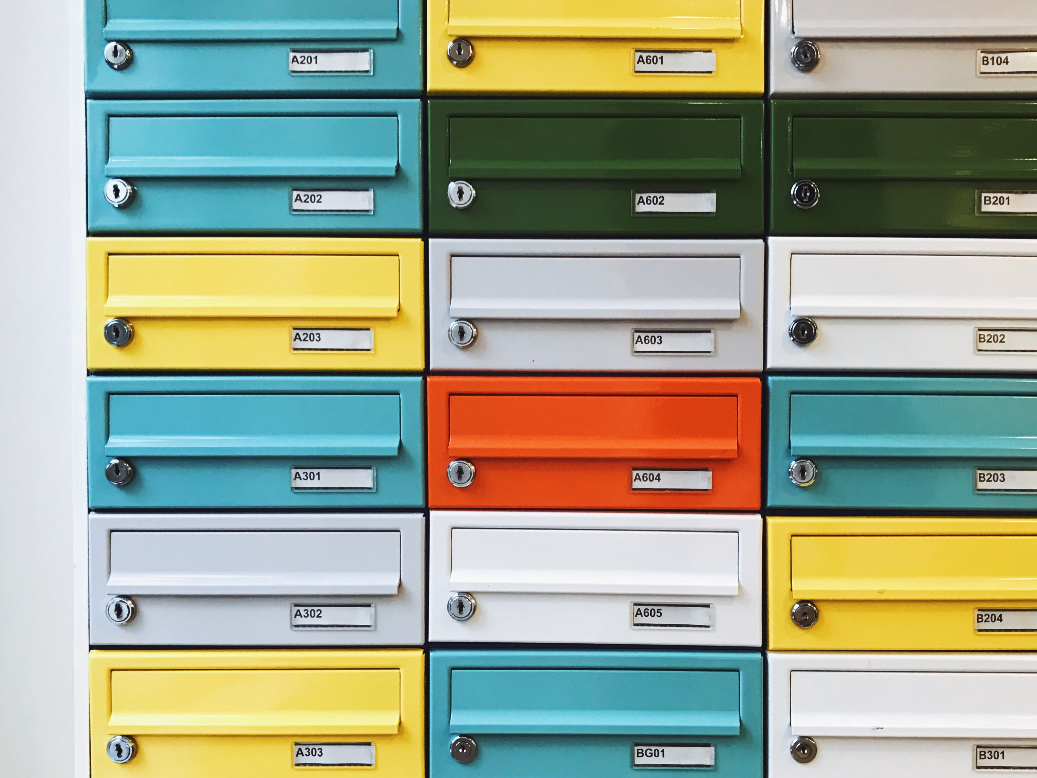 wood - material, 2K, pattern, multicolored, no people, repetition, side by side, mailbox, design, full frame, cells, container, green color, mail, backgrounds, HD Wallpaper