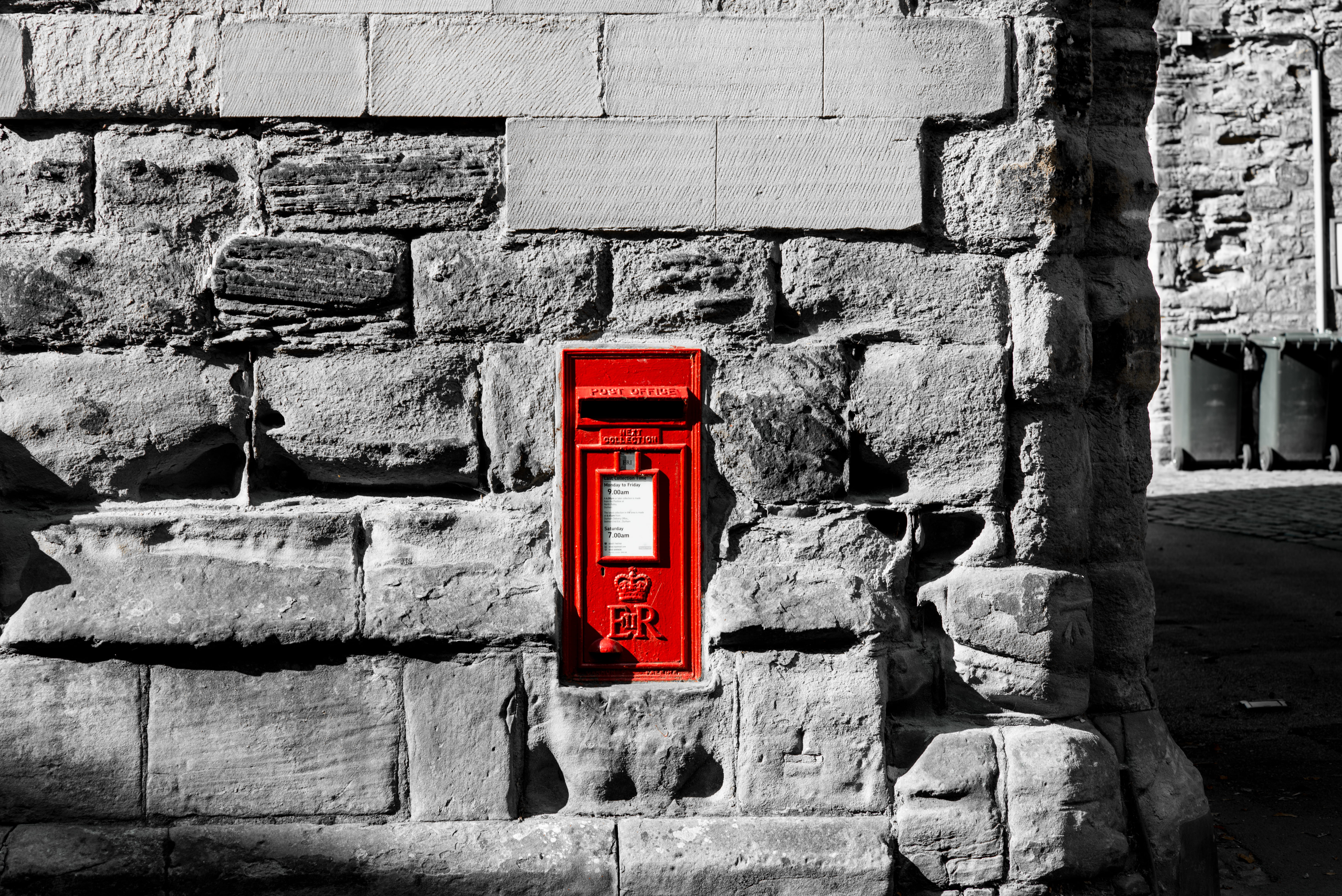 no people, connection, wall, united kingdom, wall - building feature, 5K, stone wall, telephone booth, mailbox, day, letter, container, outdoors, red, HD Wallpaper