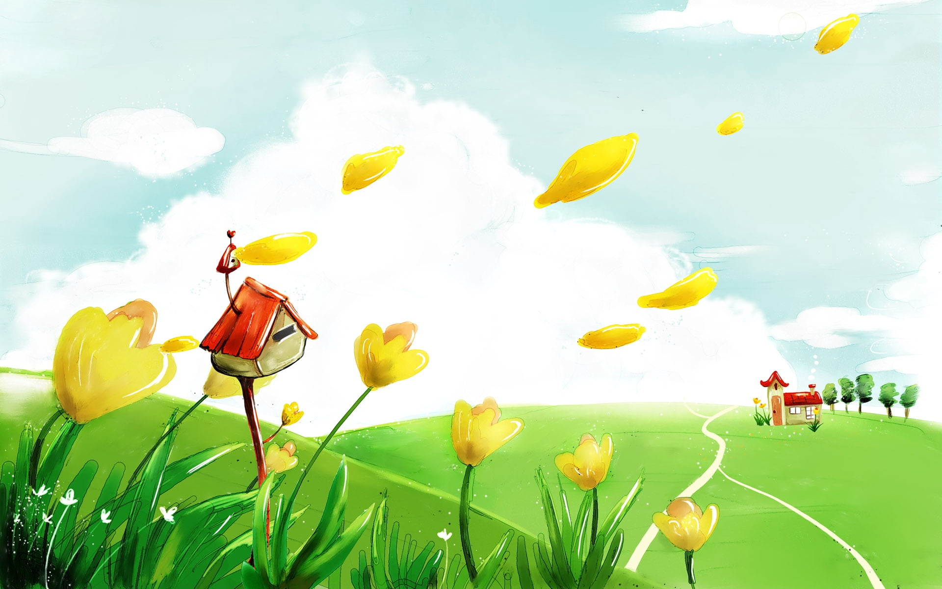 nature, freshness, meadow, grass, leaf, flying, red, scenics, cloud - Sky, mailbox, blossom, easter, near, flowerbed, flower, close-up, sunlight, backgrounds, HD Wallpaper