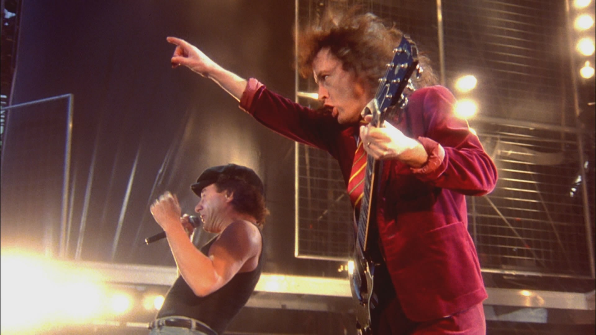 AC/DC, stage, illuminated, performance, standing, mature men, musical instrument, music, skill, holding, adult, side view, night, mature adult, men, artist, HD Wallpaper